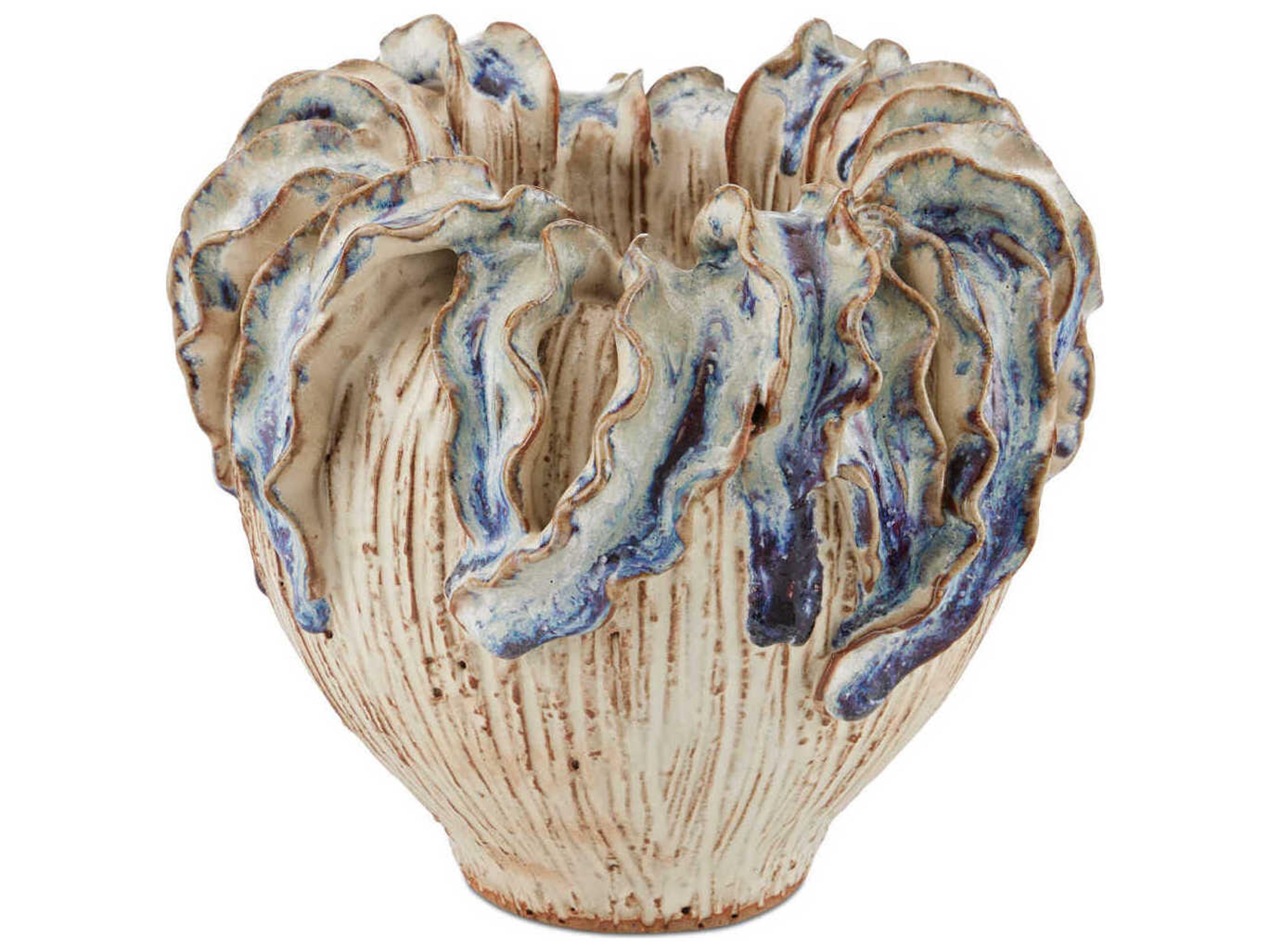 Tropical Crown Ivory Reactive Blue Vase