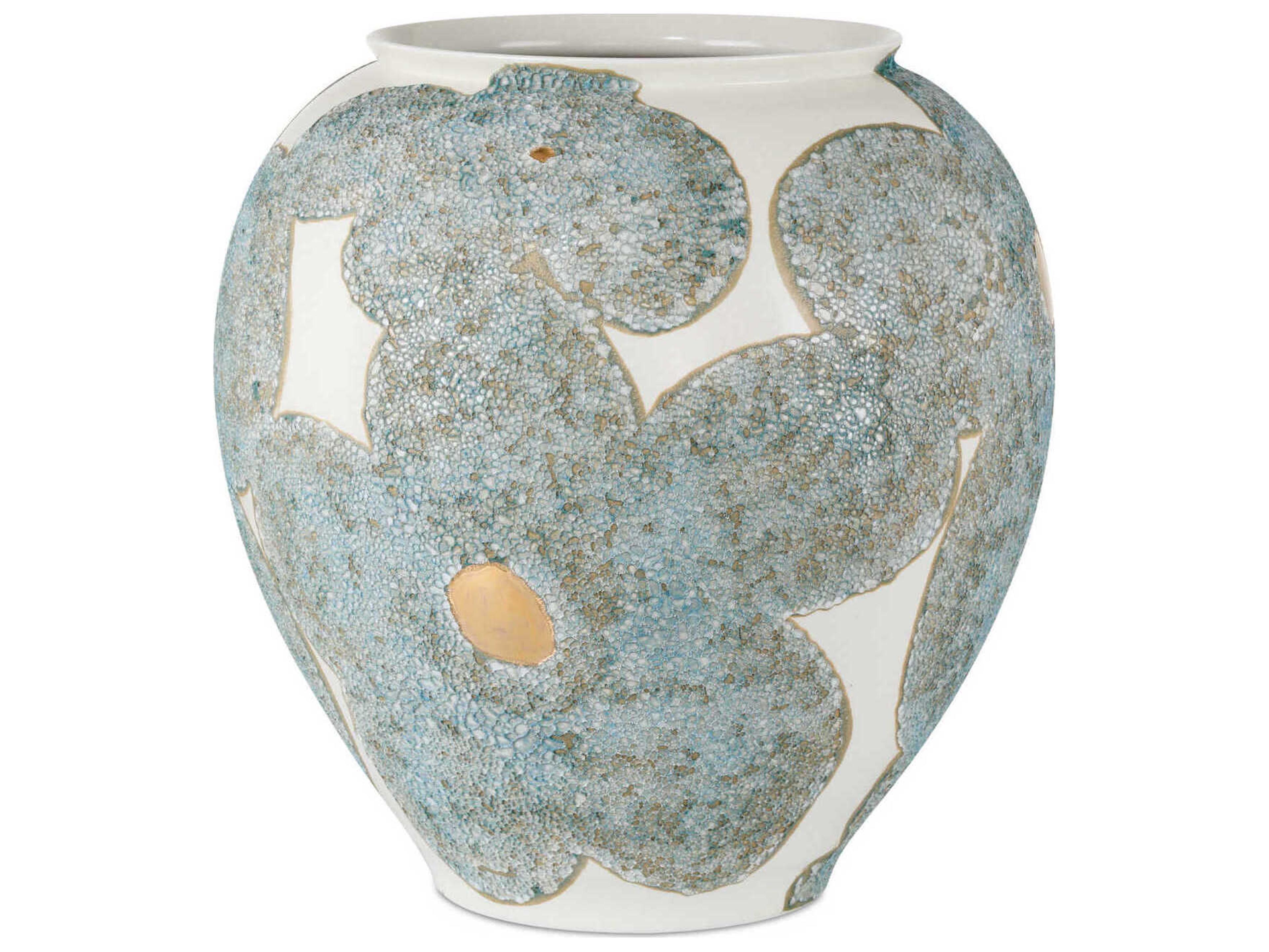 Currey & Company Bloom Blue Ivory Vase