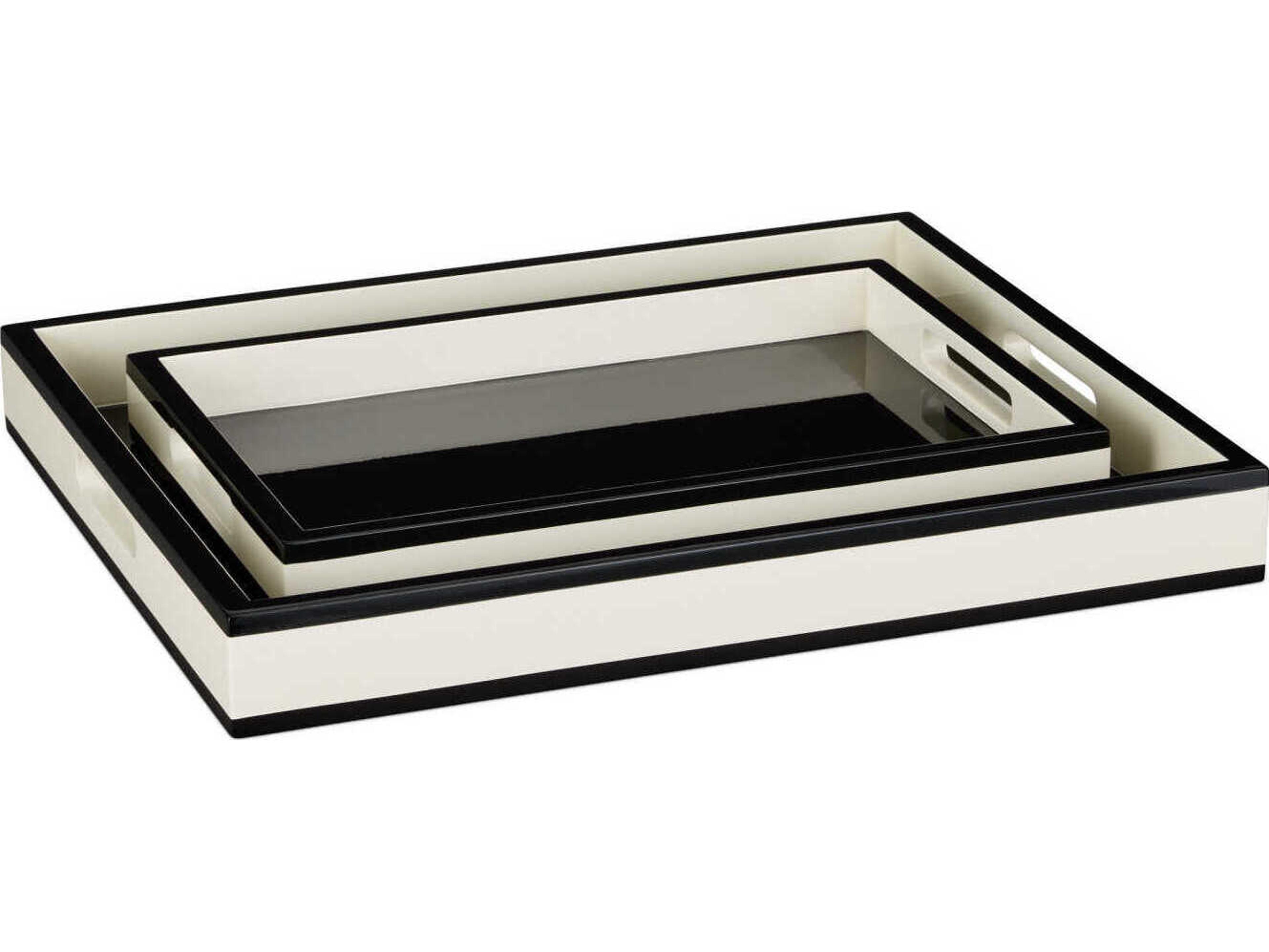 Currey & Company Ivory Lacquer Tray Set of 2