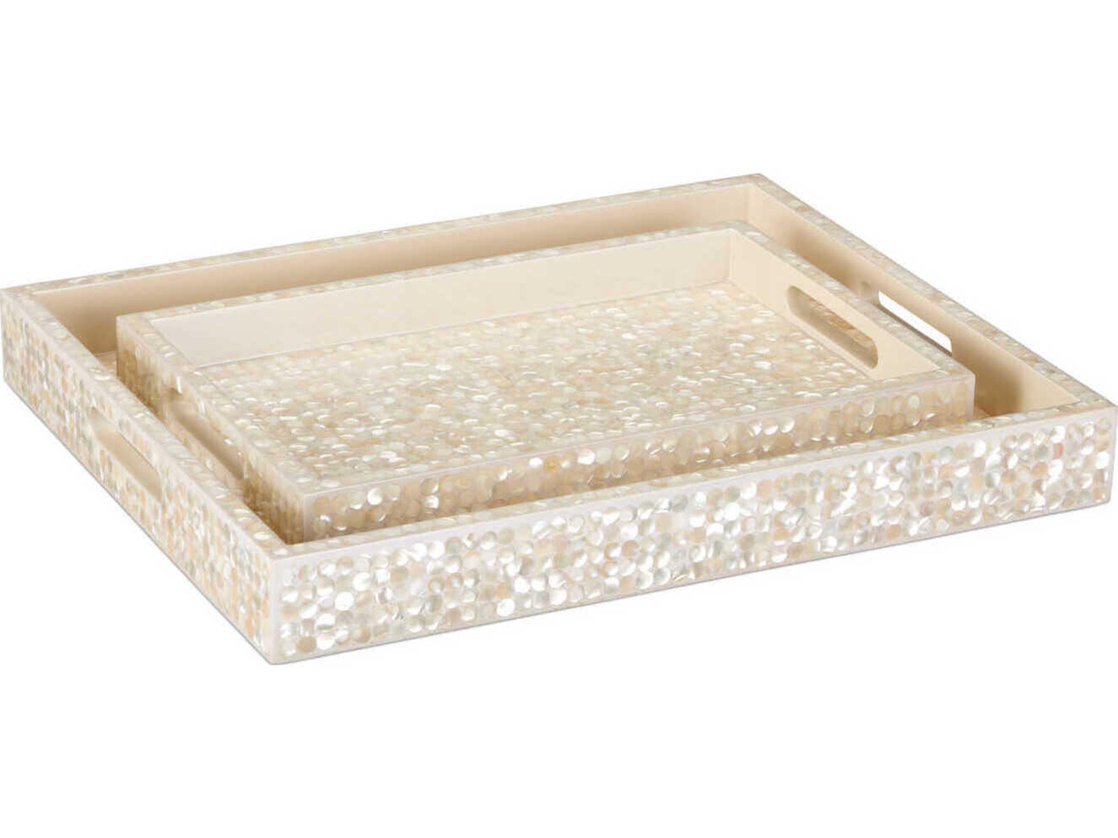 Currey & Company Gerri Dot Mother of Pearl Tray Set of 2
