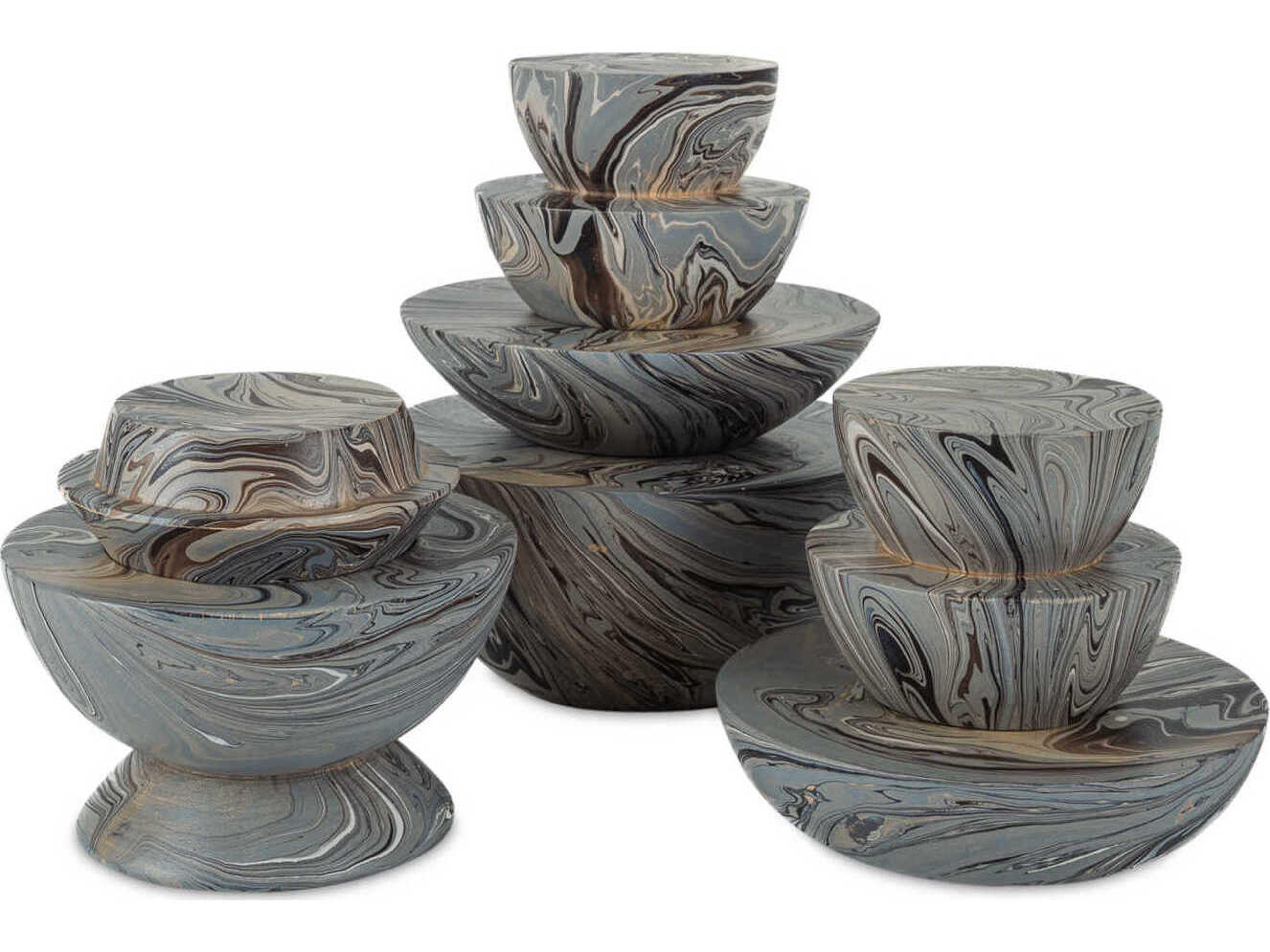 Currey & Company Marbleized Stacking Box Set of 3