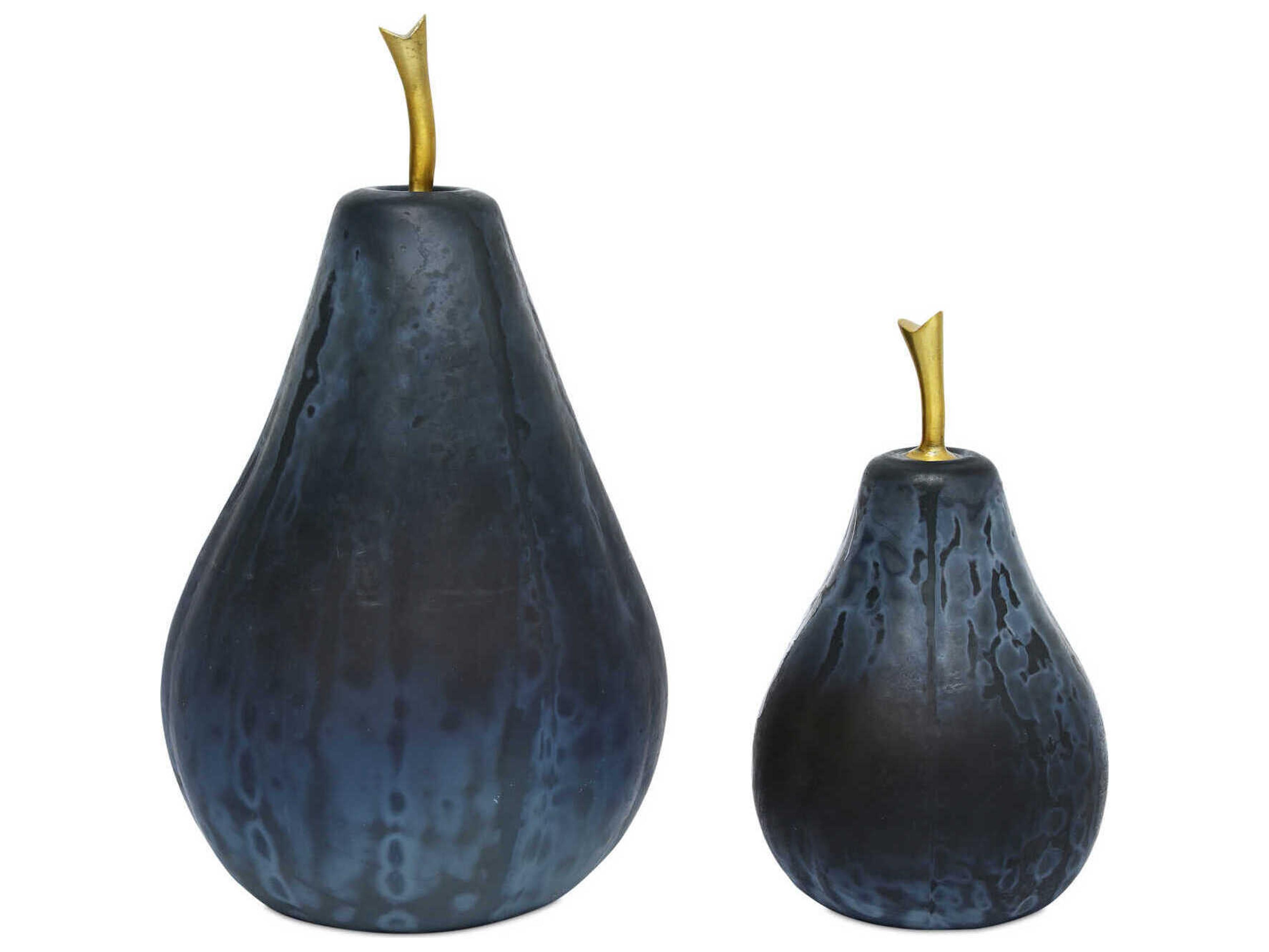 Currey & Company Glass Dark Blue Pear Set of 2