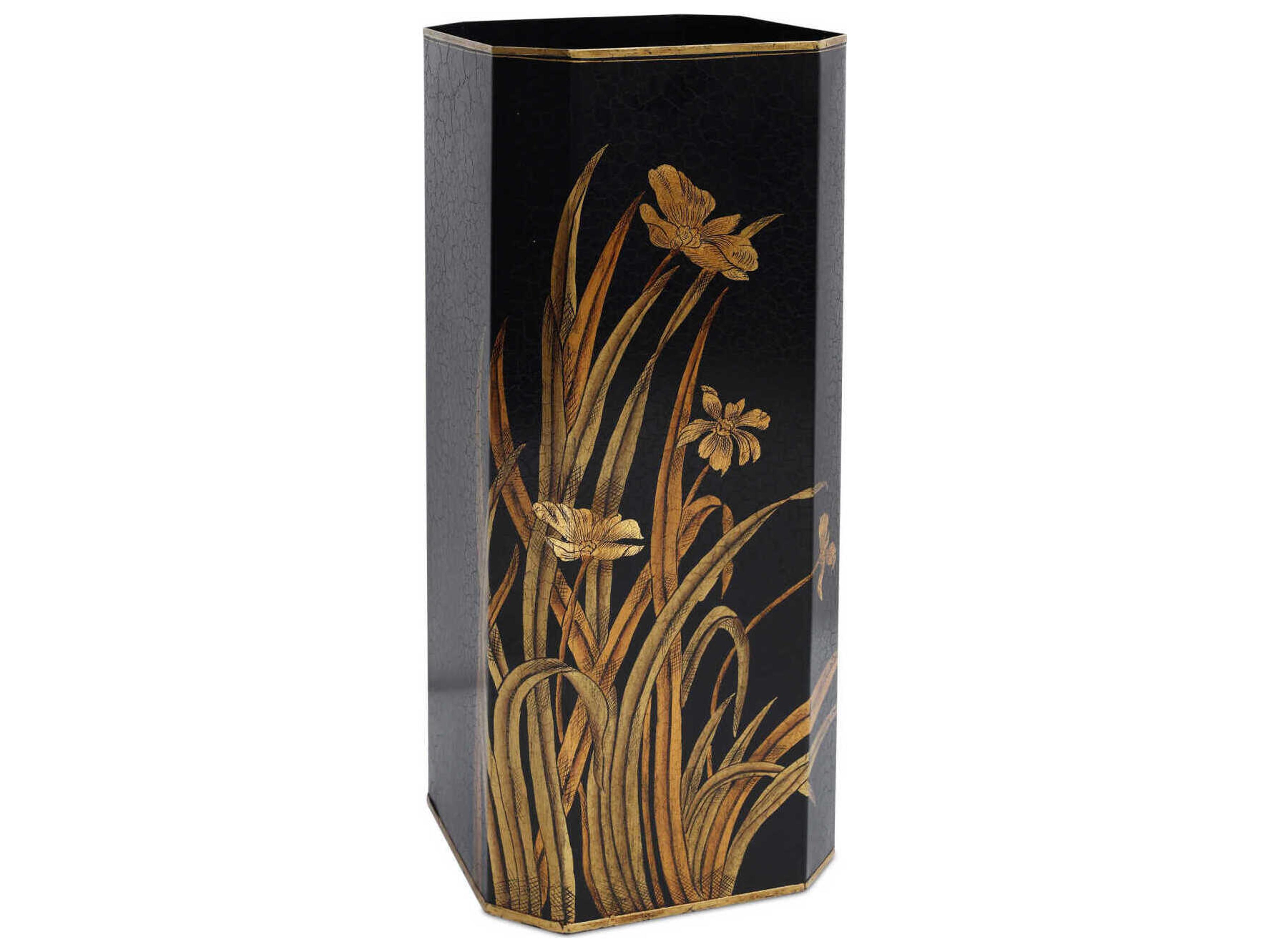 Currey & Company Glasshouse Black Gold Umbrella Stand