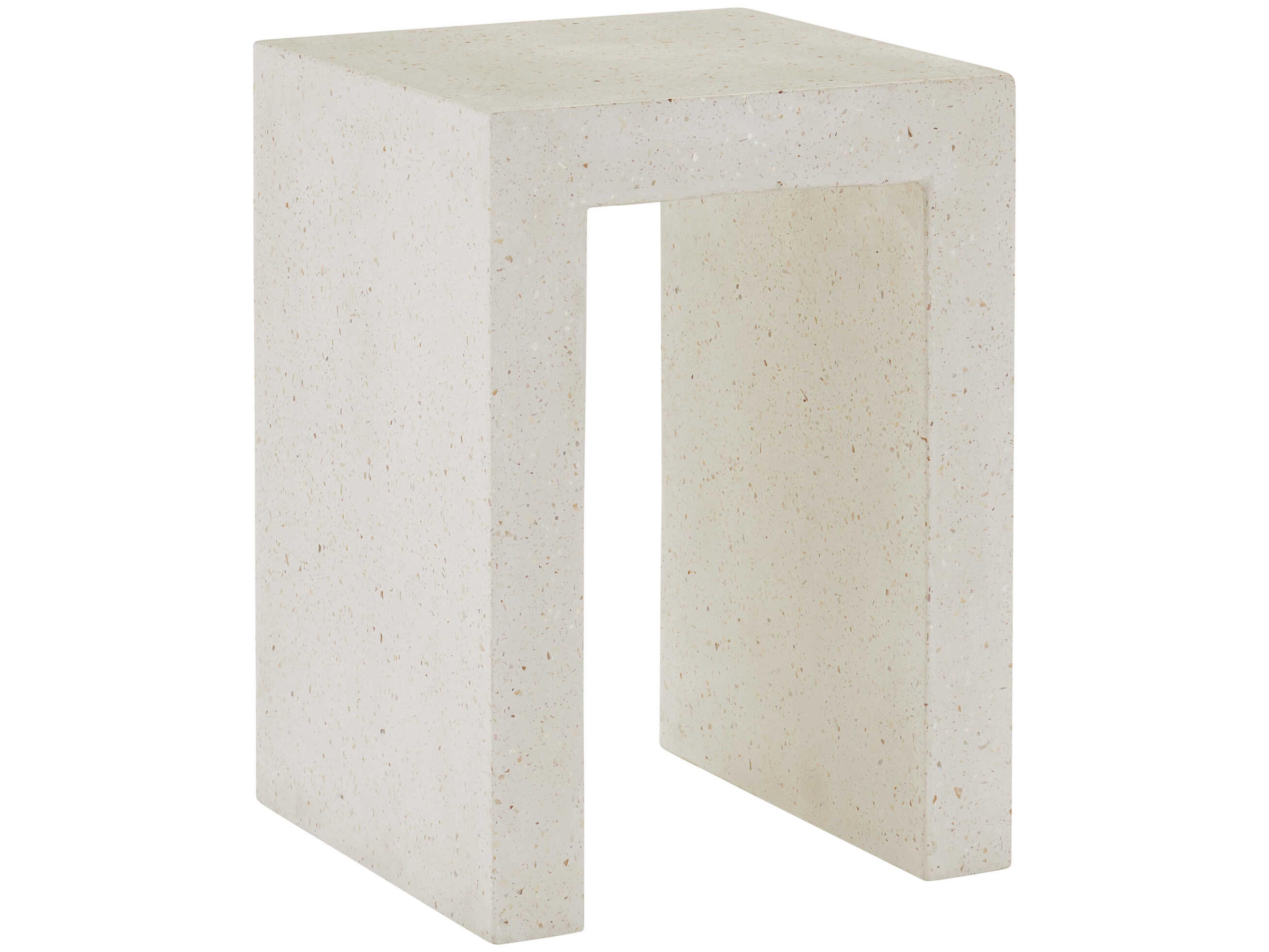 Currey & Company Carson 16" Square Concrete Ivory Terrazzo End Table