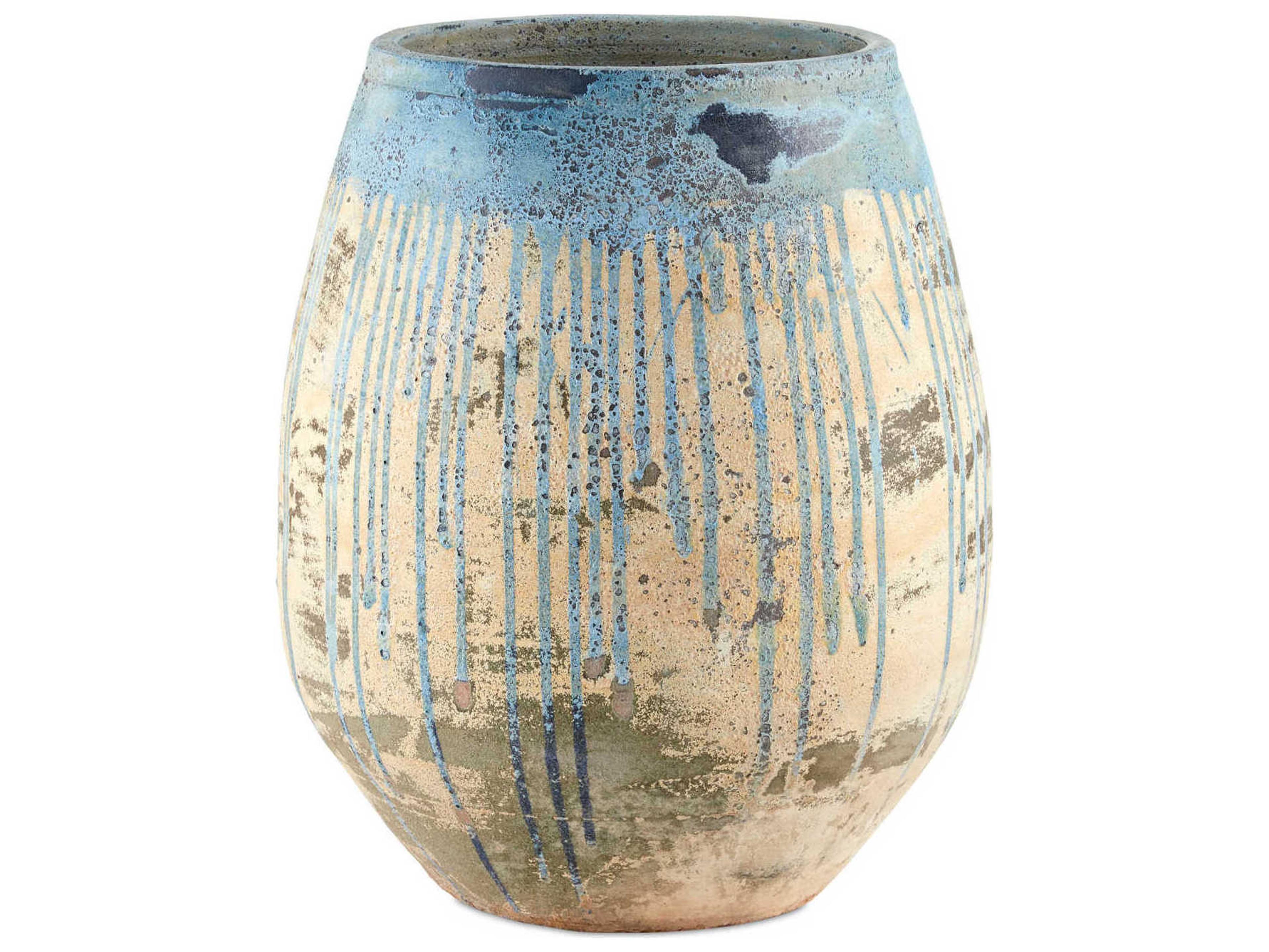 Currey & Company Sicilia Greenish / Milky White / Blue Drip 24" Planter