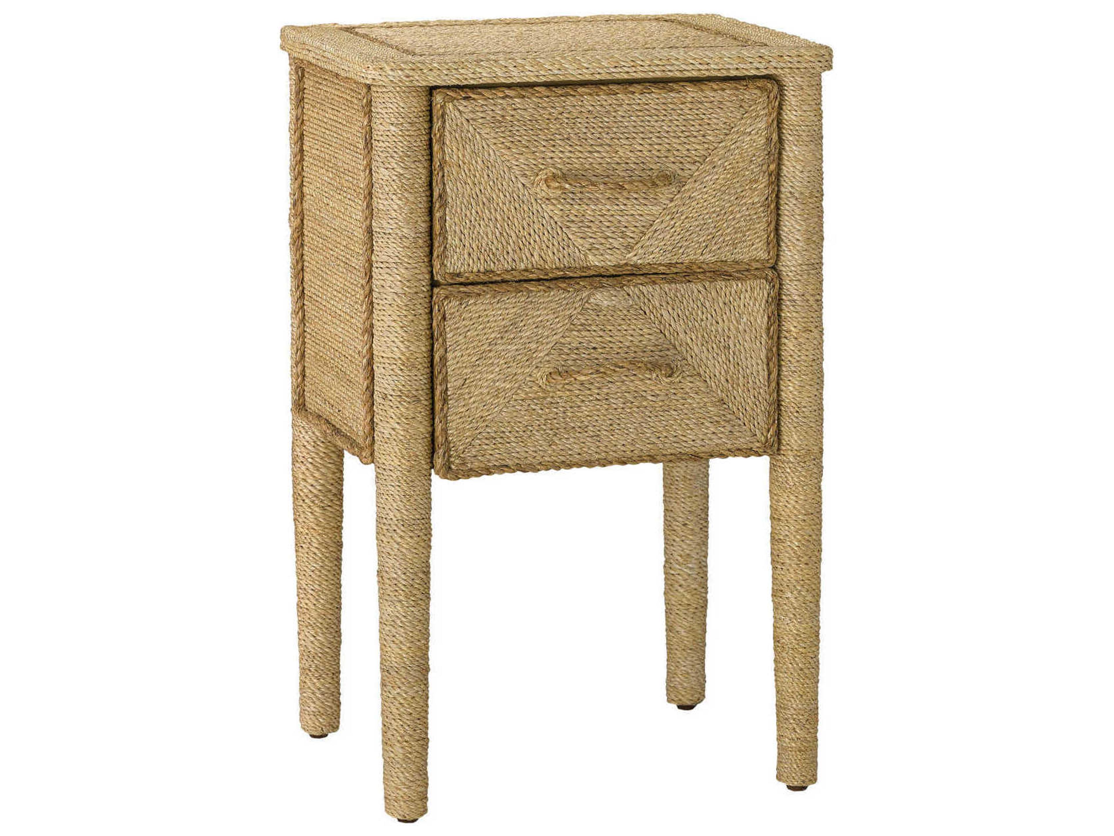 Currey & Company Kaipo 2-Drawers Abaca Wood Nightstand