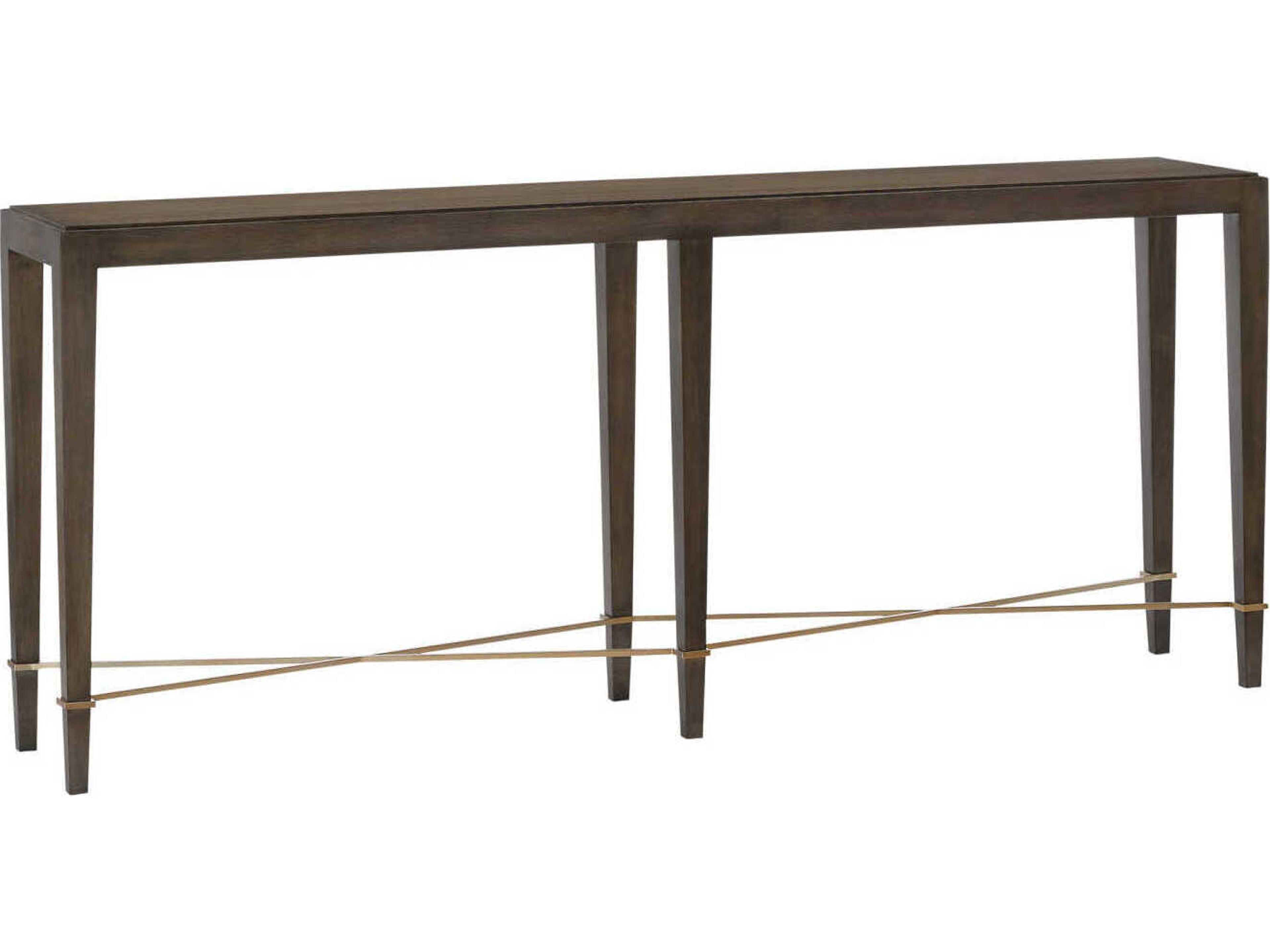 Currey & Company Verona Rectangular Wood Chanterelle Champagne Console Table