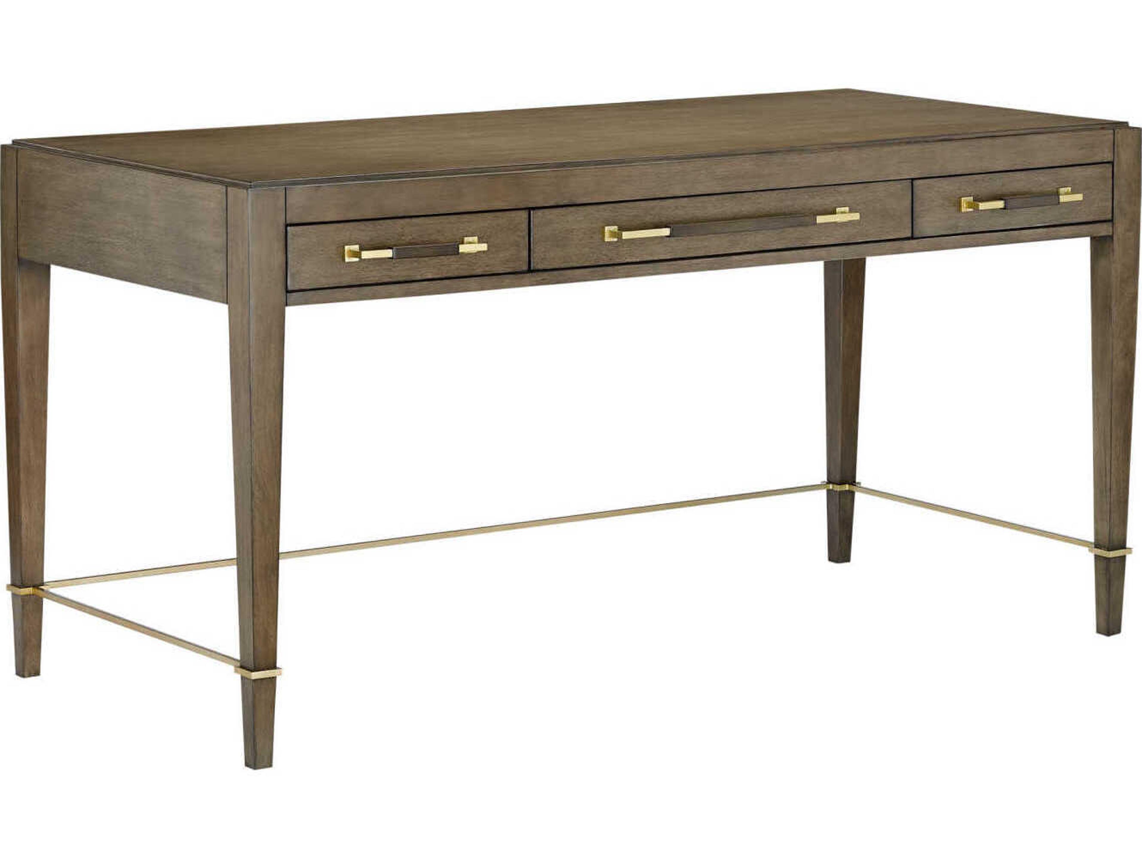 Currey & Company Verona Chanterelle Coffee Champagne Brown Mahogany Wood Secretary Desk