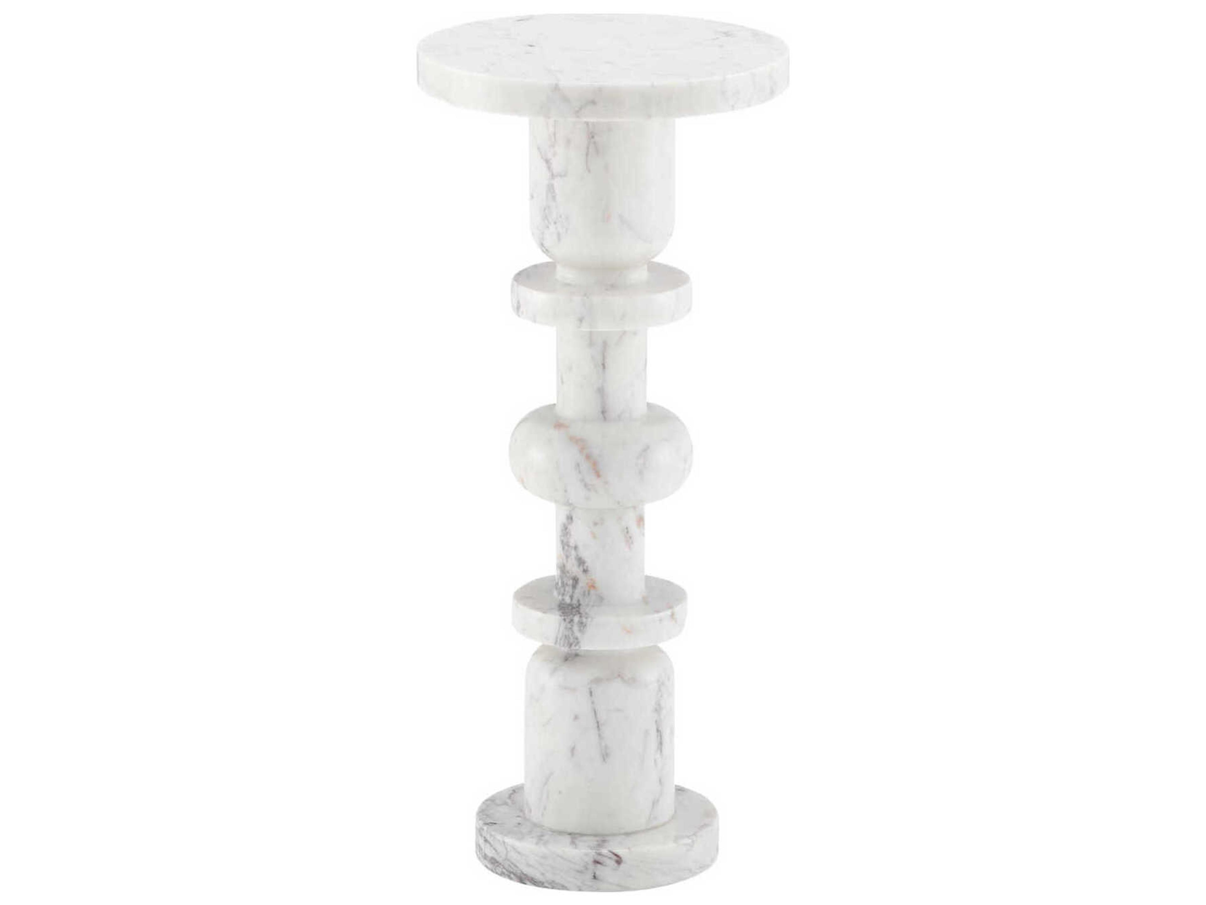 Currey & Company Sasha Round Marble White End Table