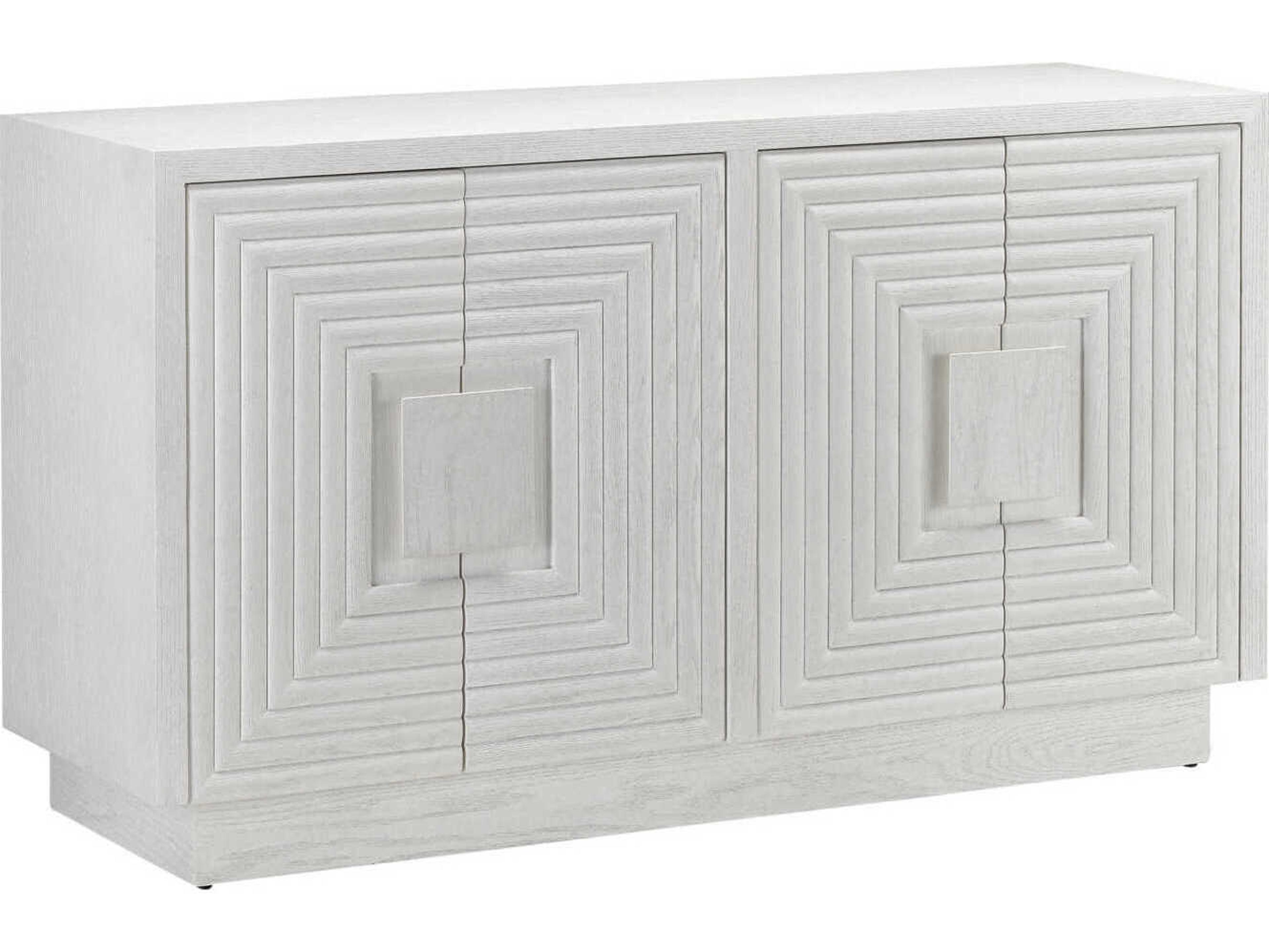 Currey & Company Morombe 56" Oak Wood Cerused White Sideboard