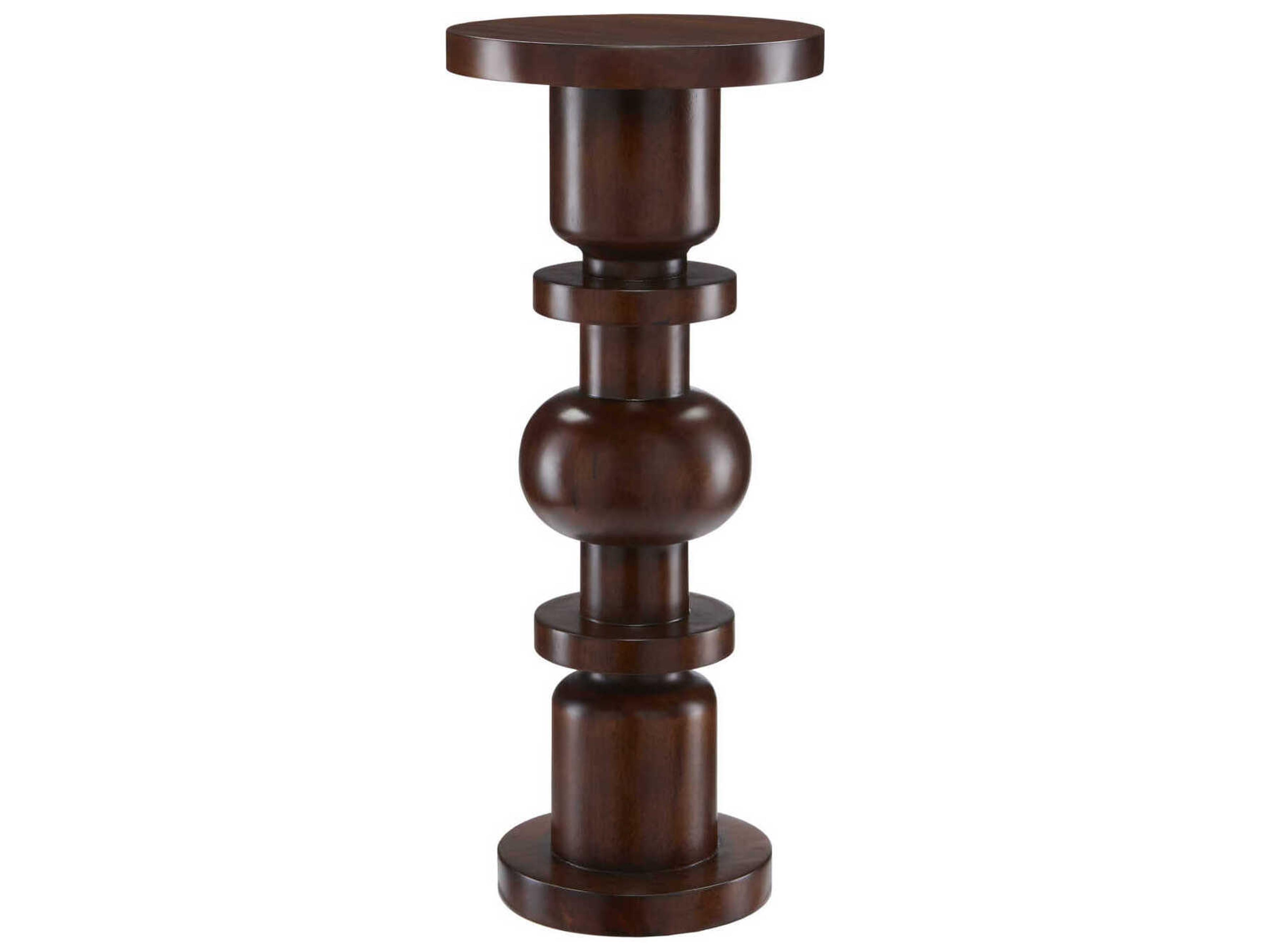 Currey & Company Sasha Round Wood Dark Walnut End Table