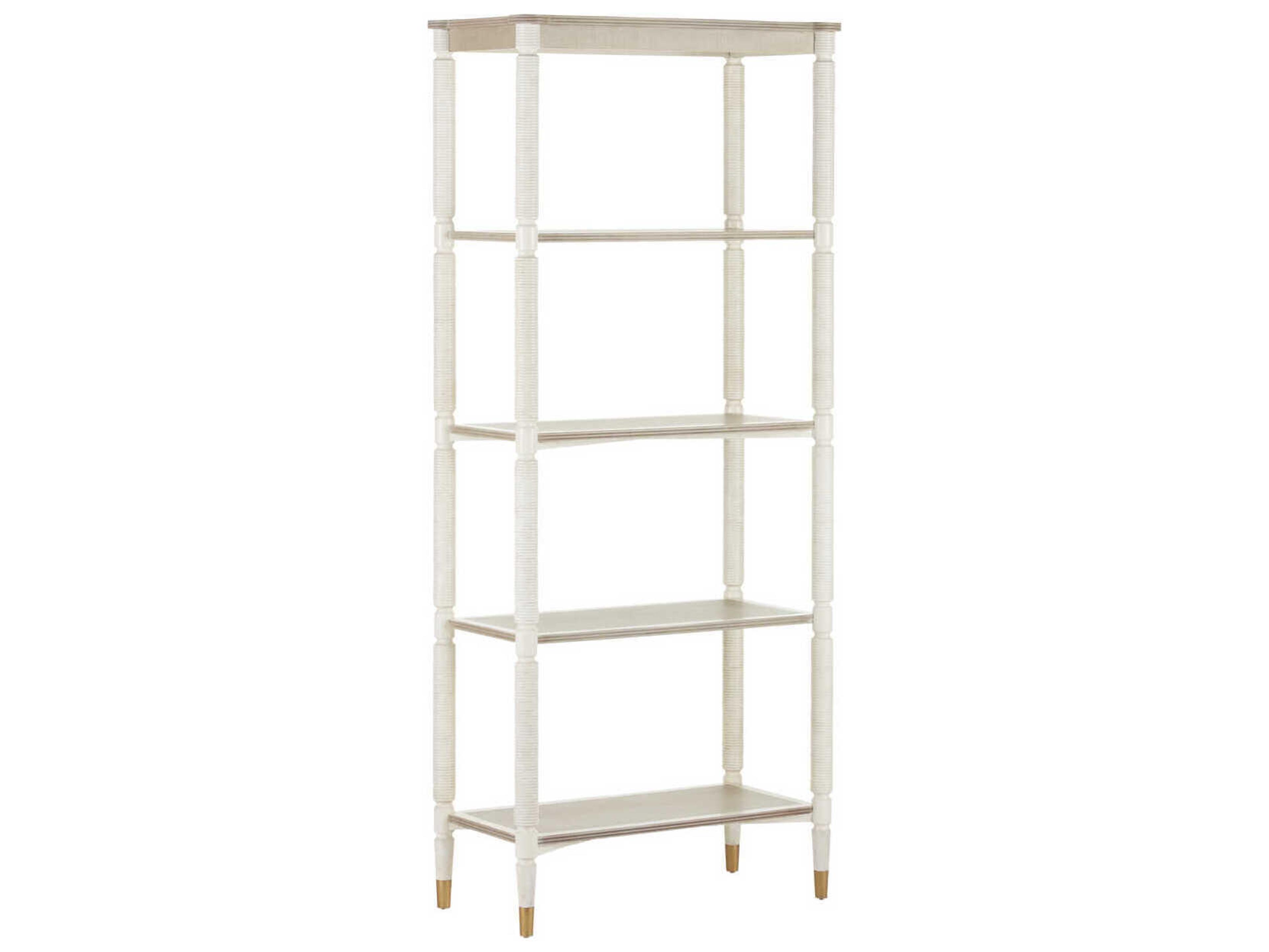 Currey & Company Aster Off White / Fog Brass Etagere