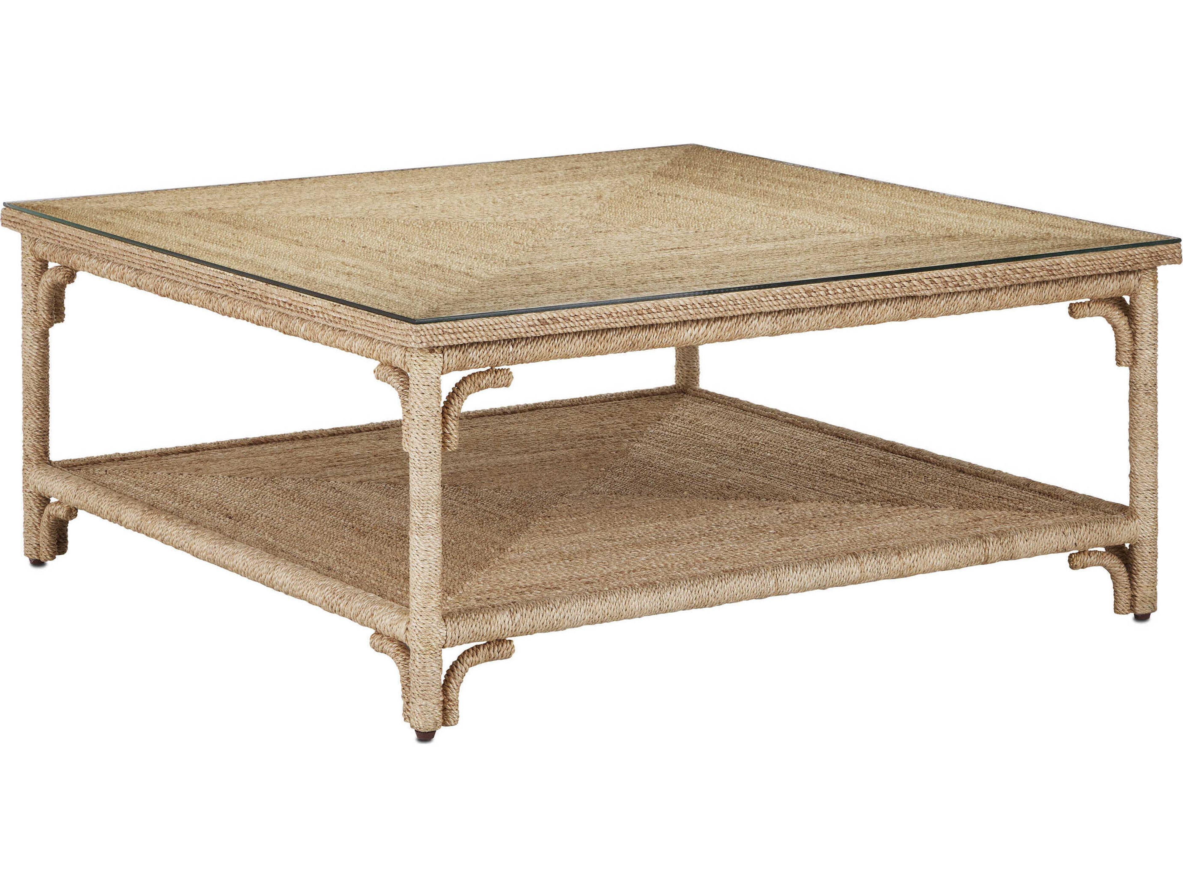 Currey & Company Olisa Square Glass Natural clear Coffee Table