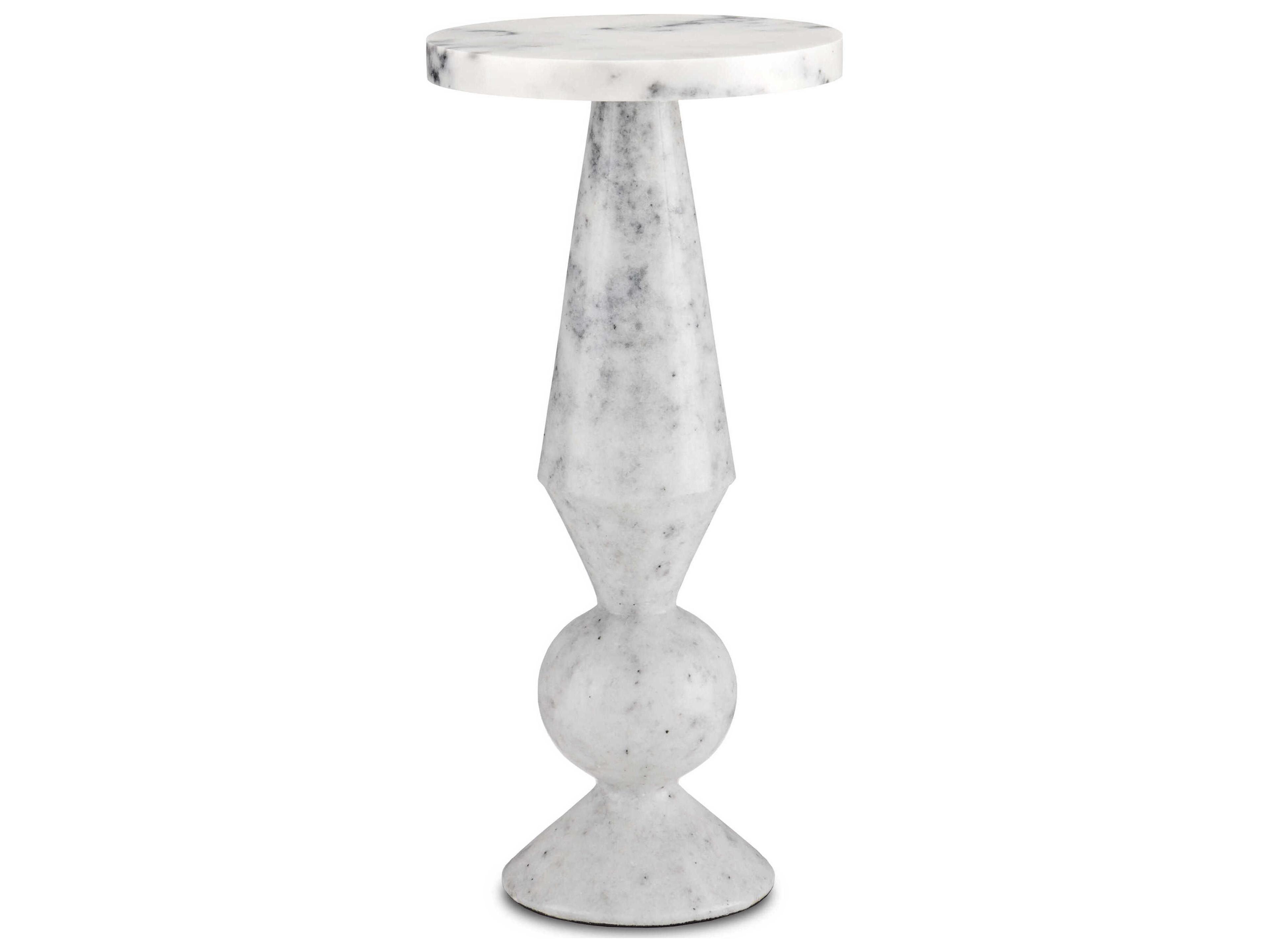 Currey & Company Quince Round Marble White End Table