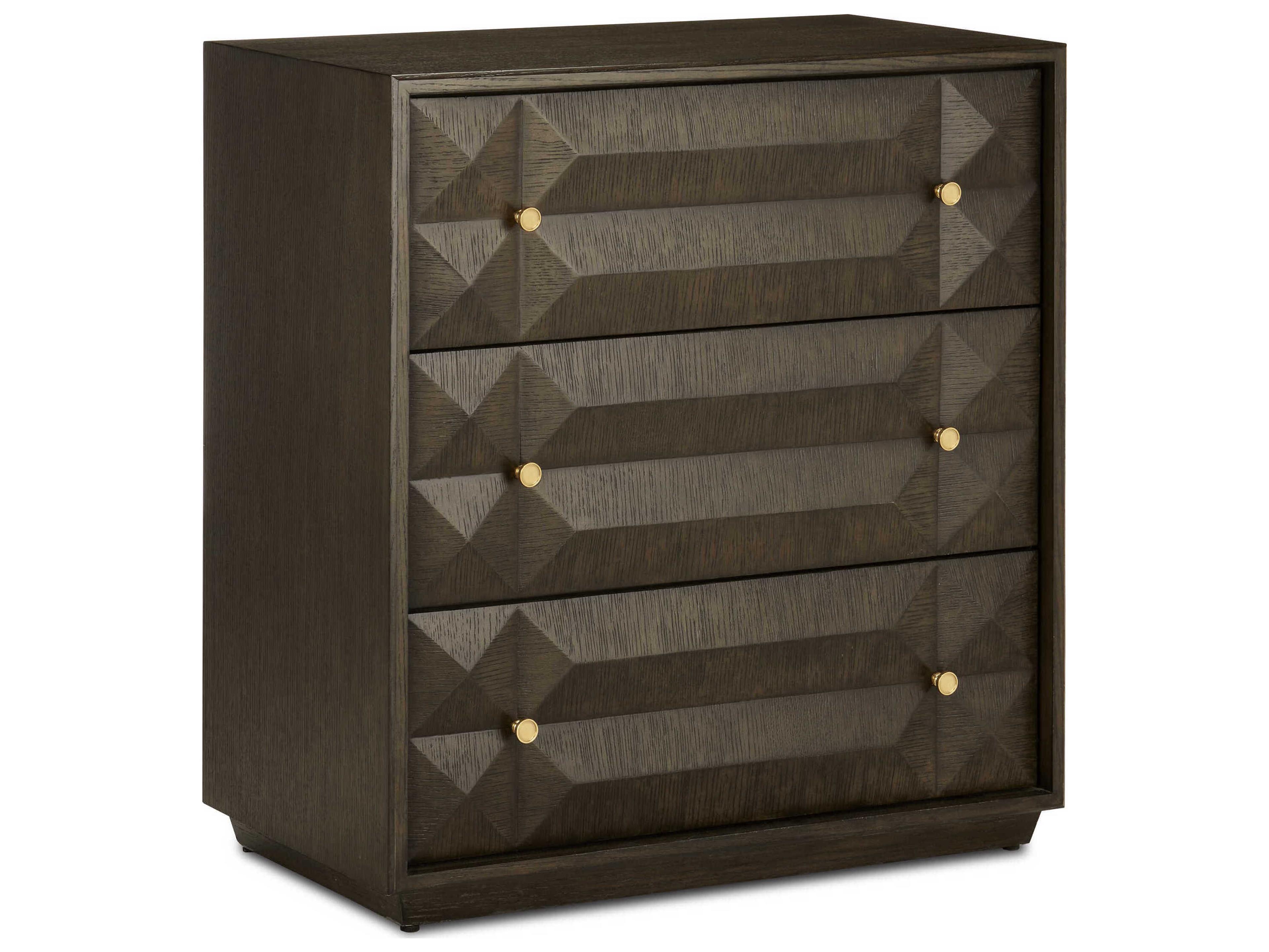 Currey & Company Kendall Dove Gray Polished Brass Solid Wood Accent Chest