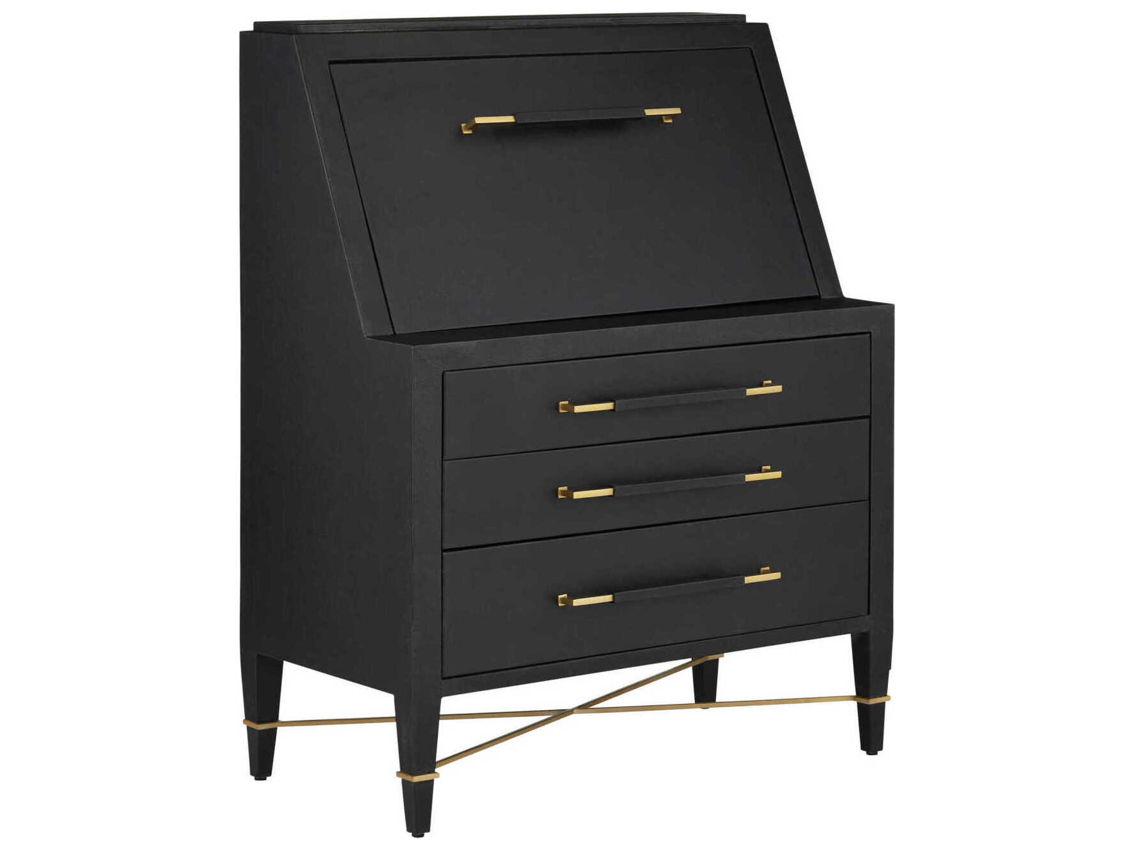 Verona Black Mahogany Wood Secretary Desk
