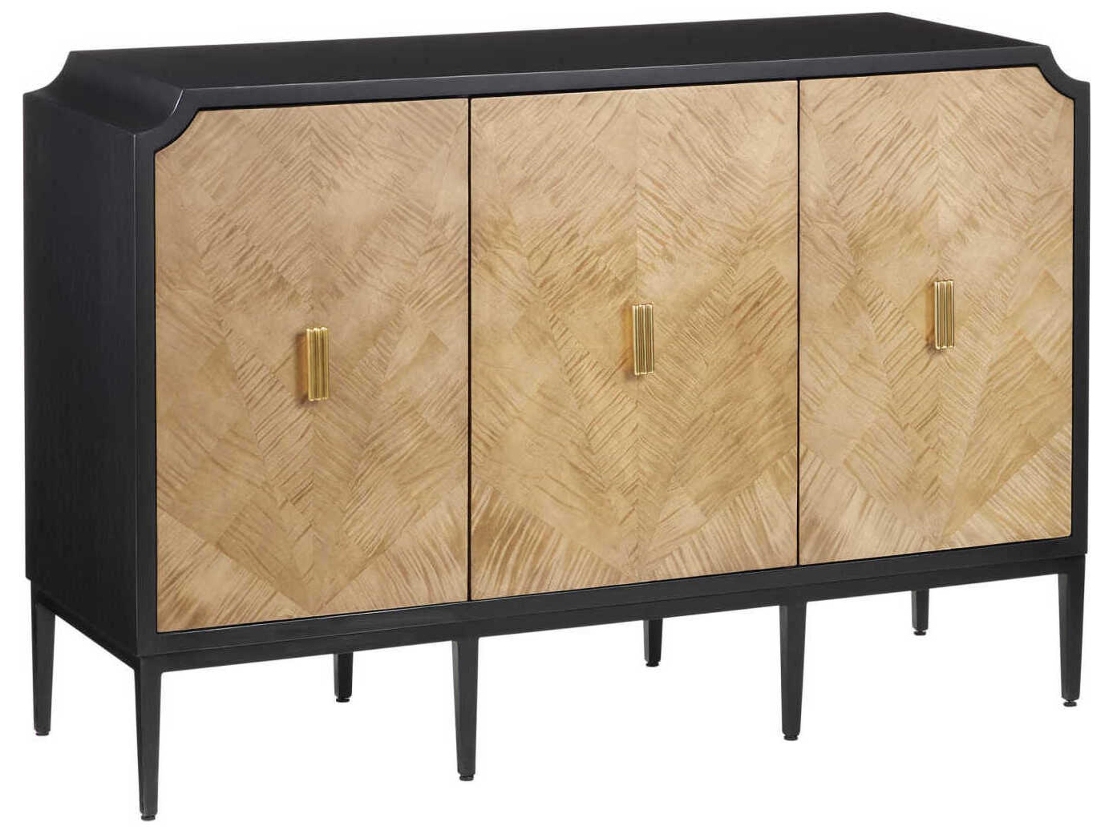 Kallista 54" Hardwood Taupe Caviar Black Polished Brass Sideboard