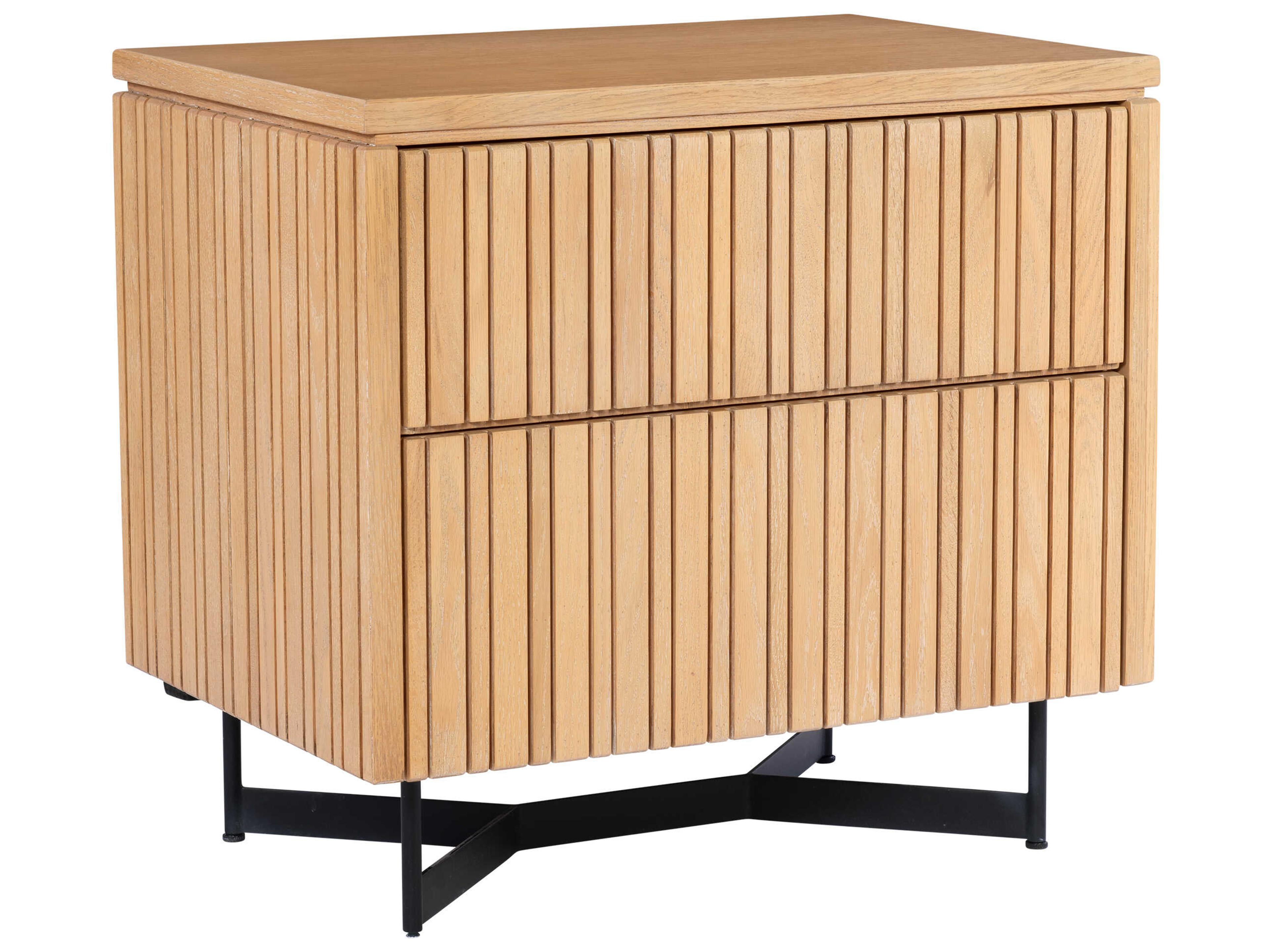 Currey & Company Indeo 2-Drawers Oak Wood Nightstand