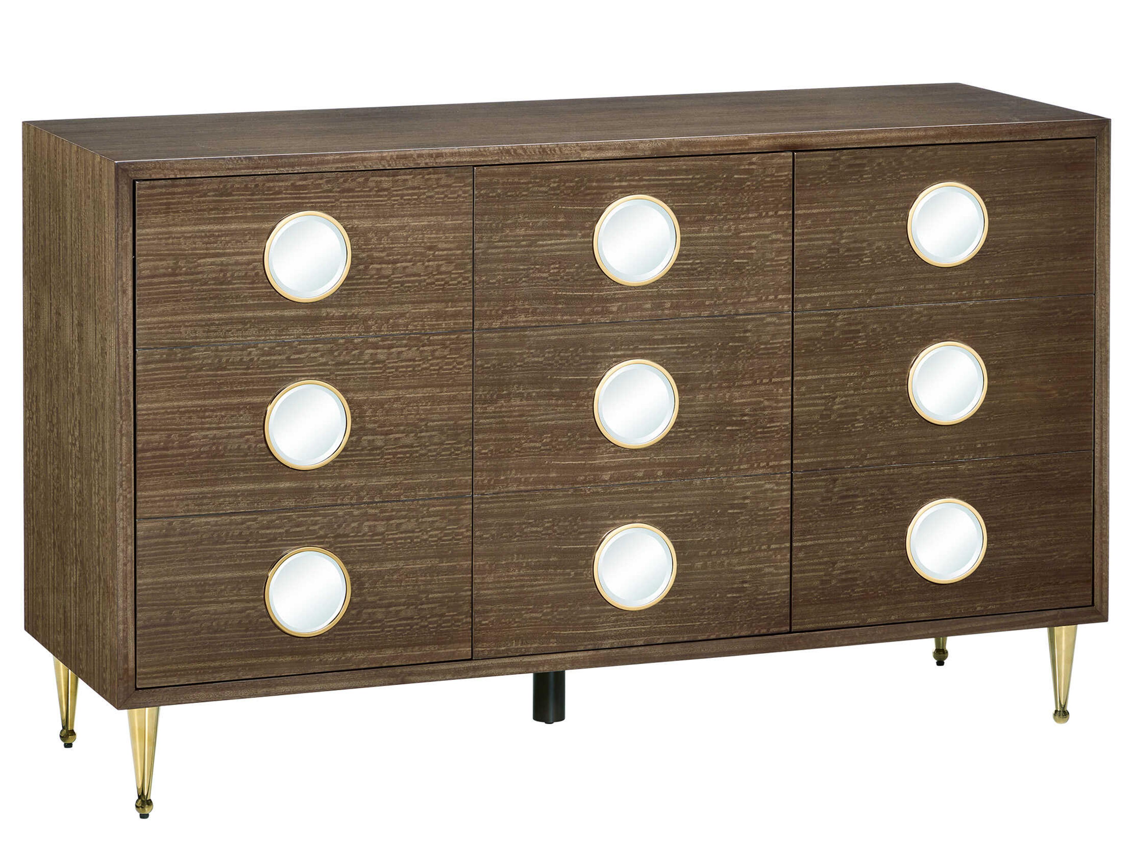 Currey & Company Colette 60" Tawny Brown Polished Brass Mirror Accent Chest