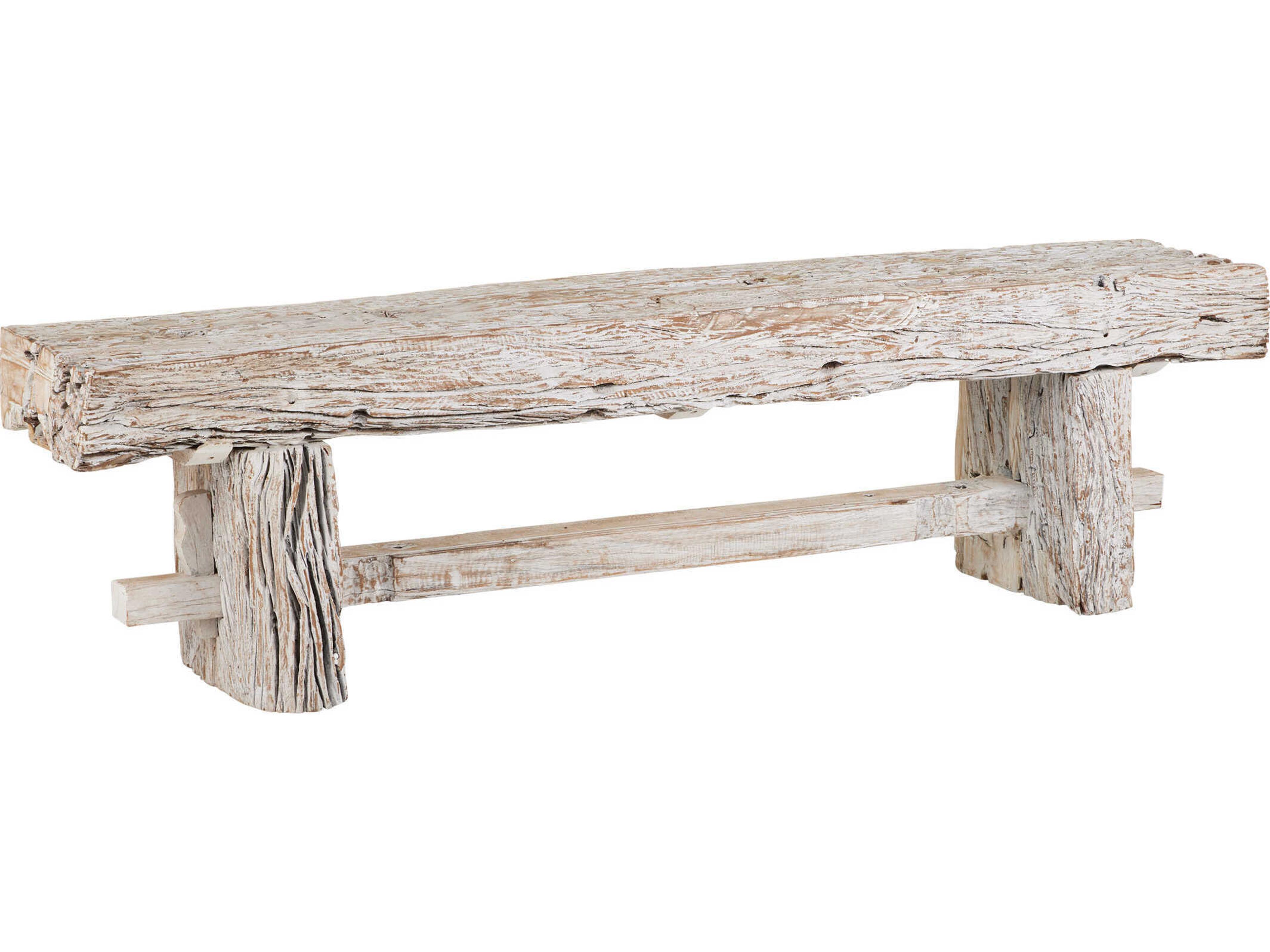 Currey & Company Holland Whitewash Accent Bench