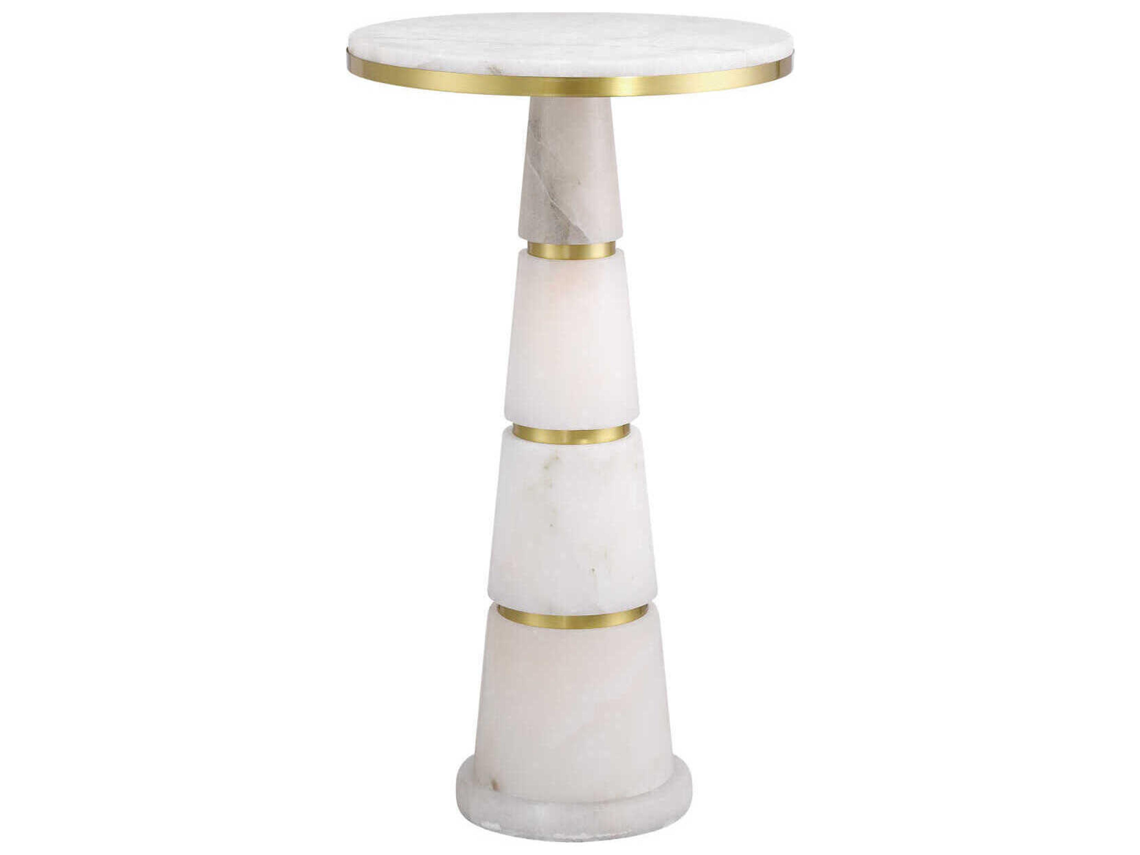 Currey & Company Eleanora Round Stone Natural Brass End Table