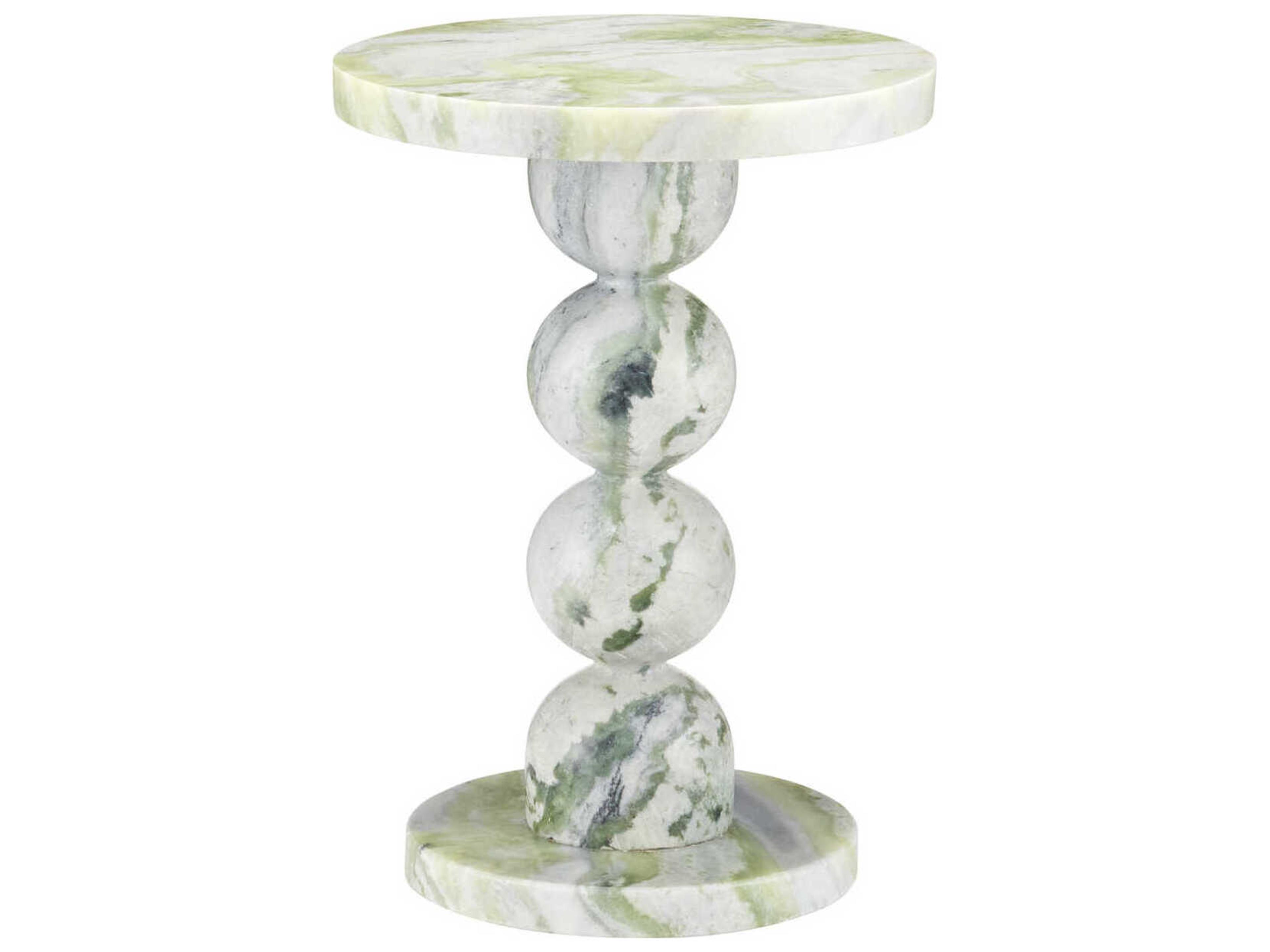 Currey & Company Turner Round Marble Natural End Table