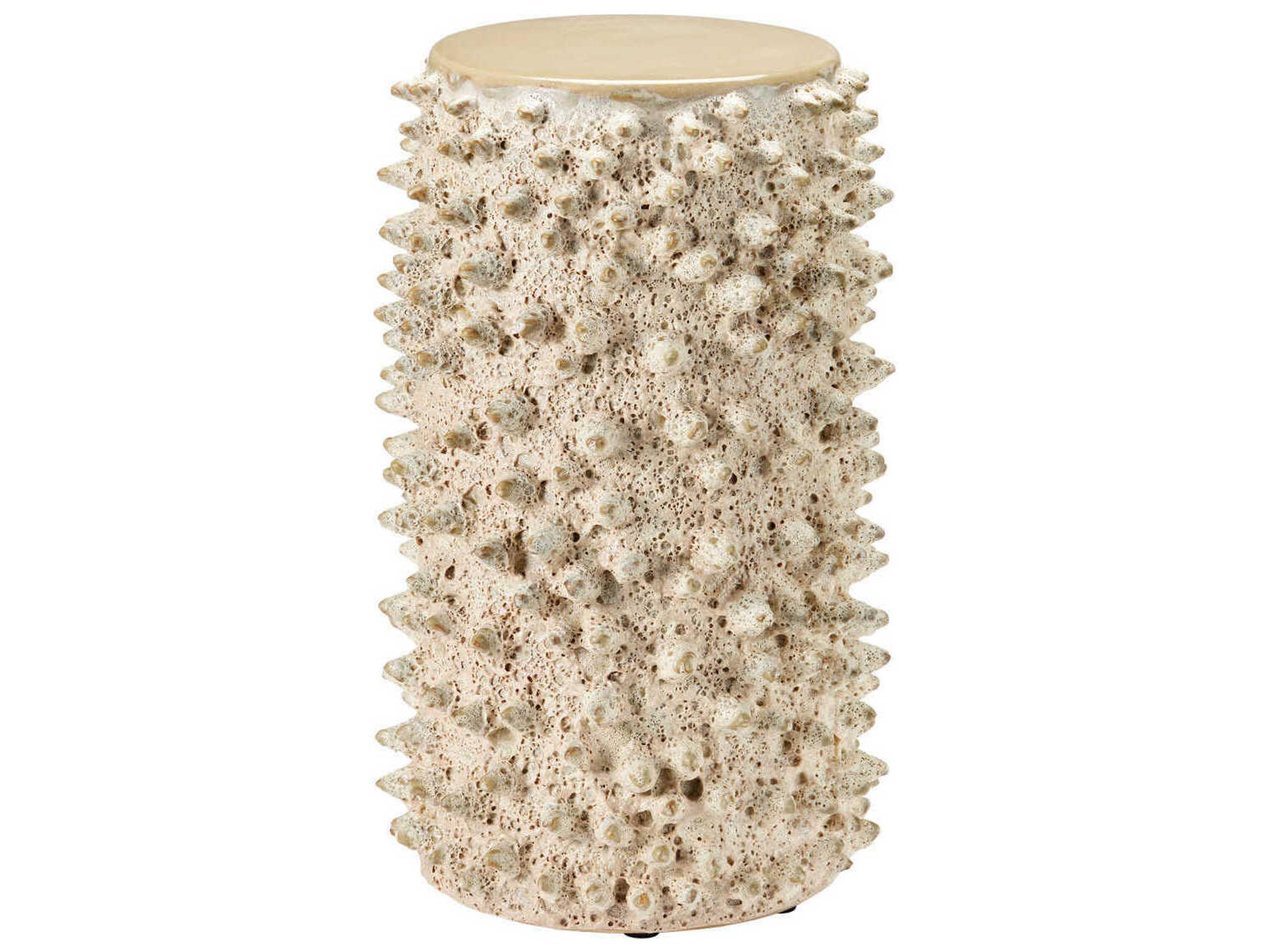 Currey & Company Relic Sand Round Cement End Table