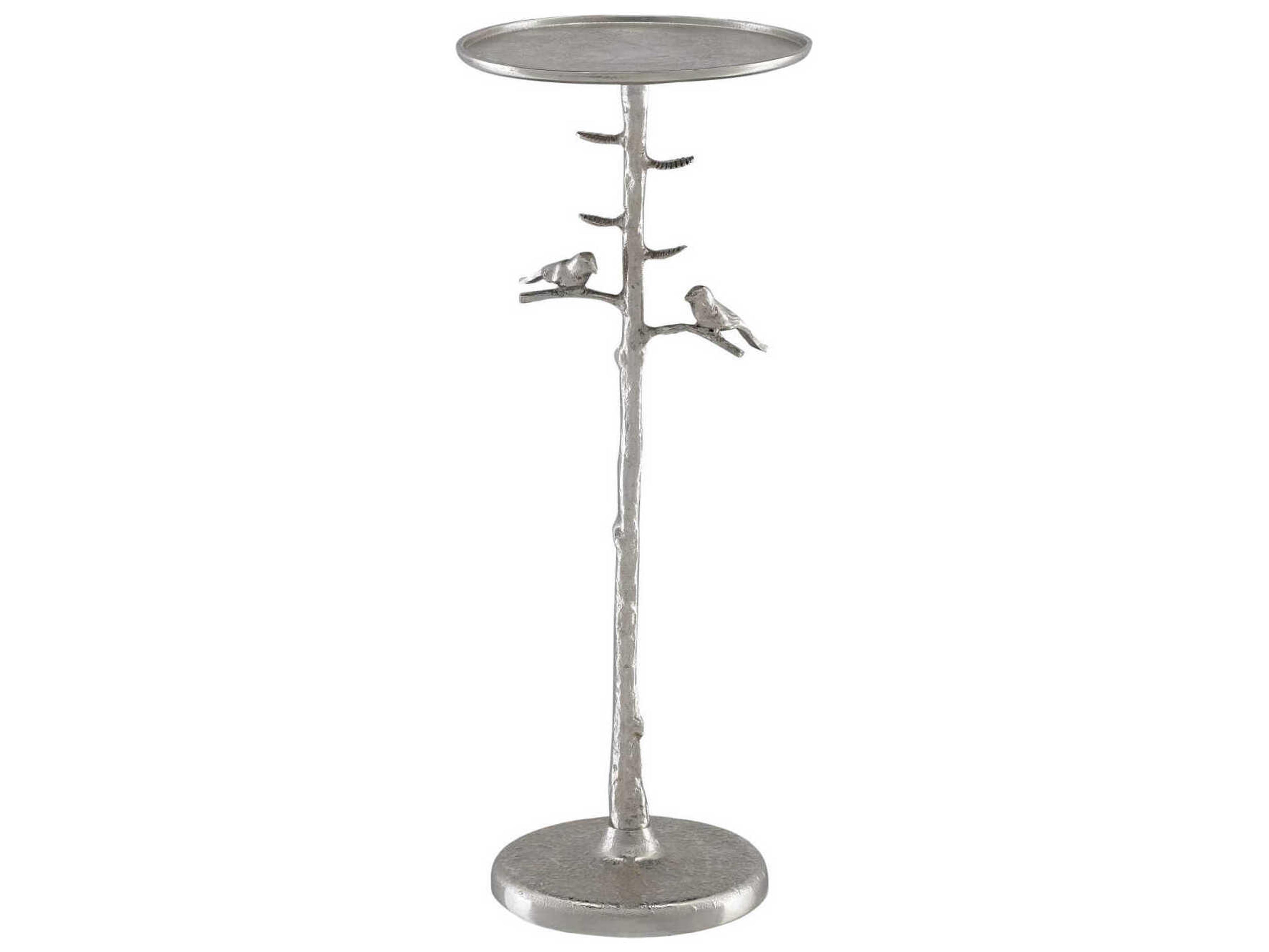 Currey & Company Piaf Round Metal Polished Nickel End Table