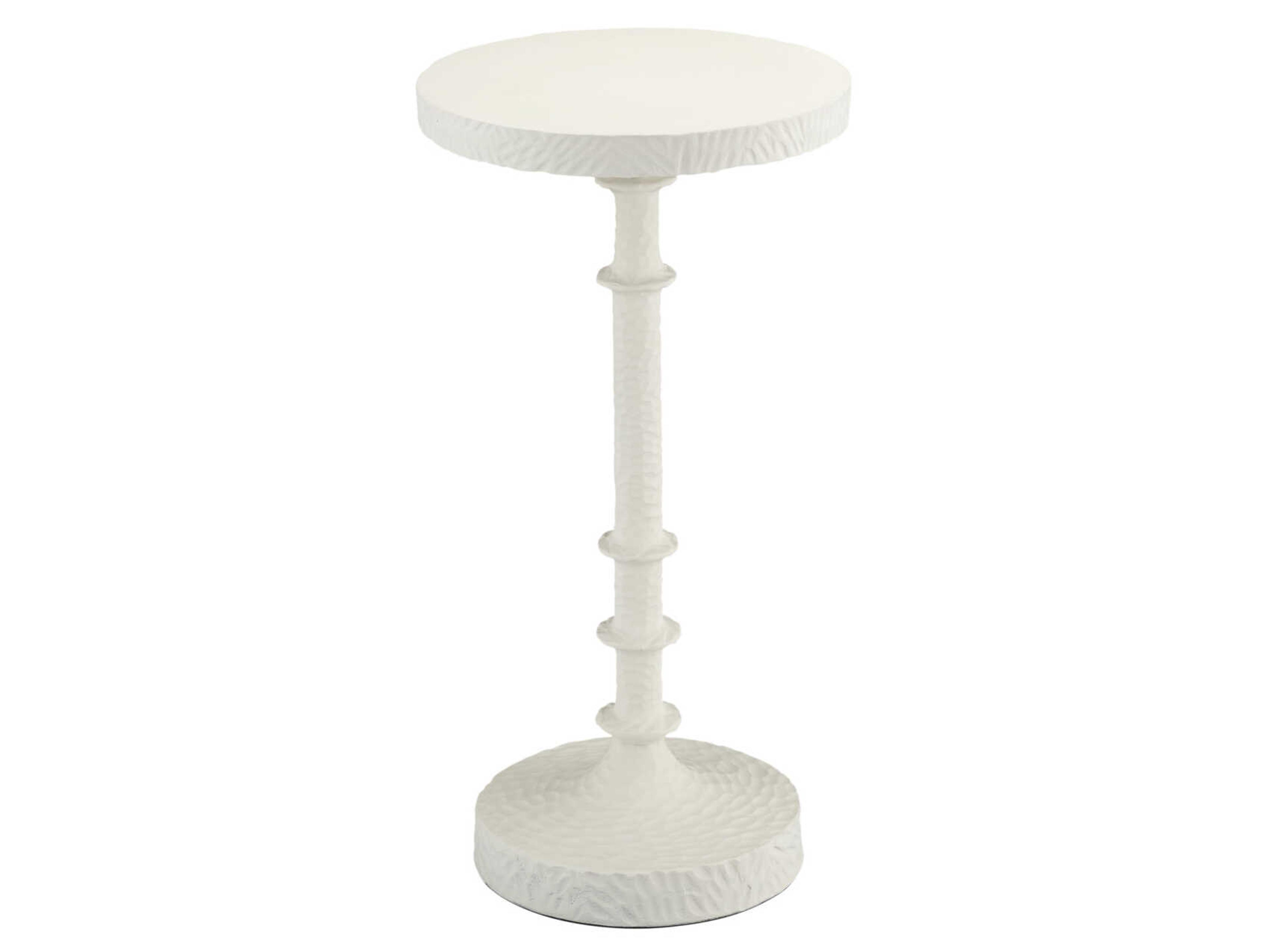 Currey & Company Gallo Round Metal Gesso White End Table