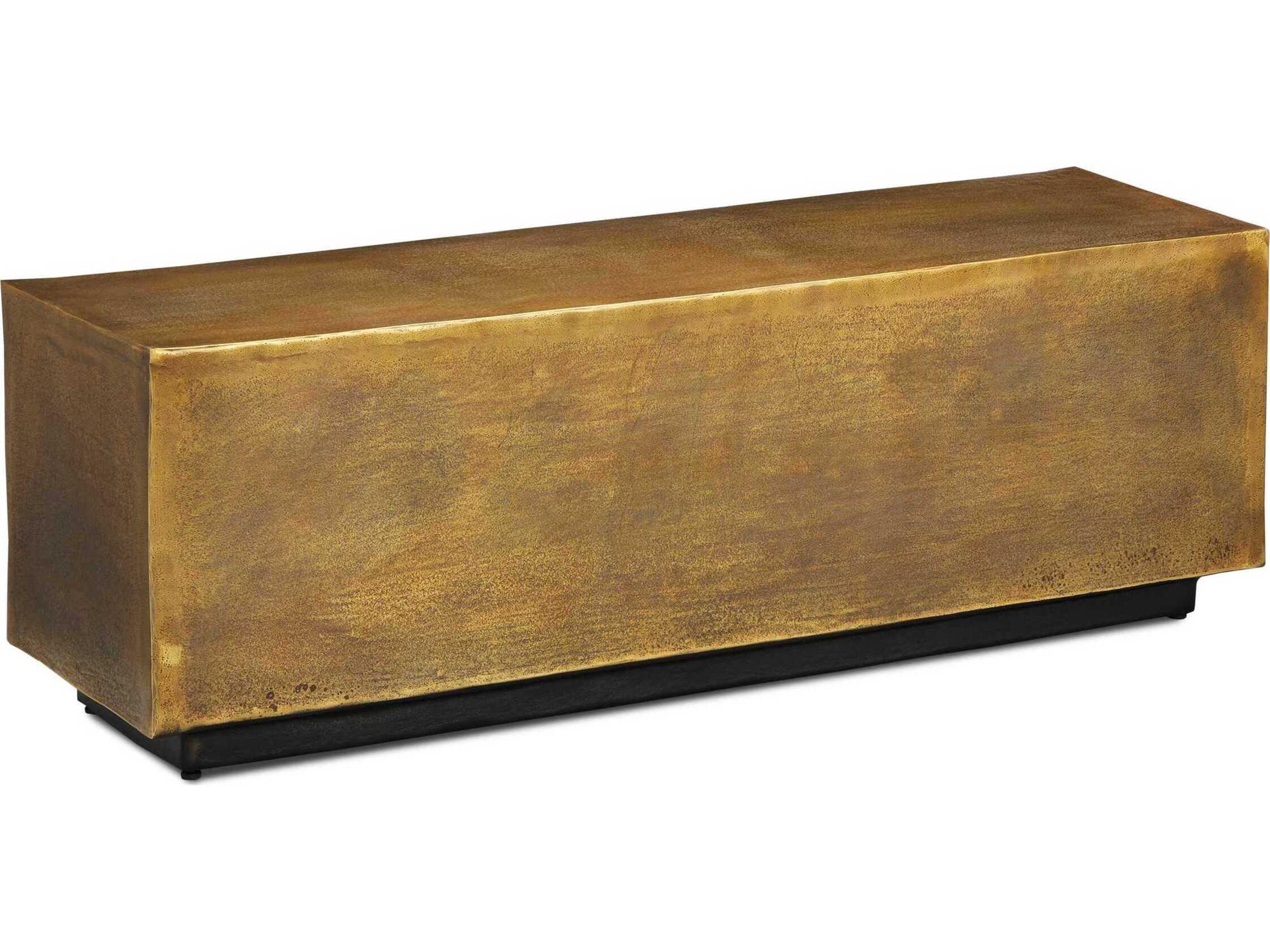 Currey & Company Jahnu Antique Brass Gold Accent Bench