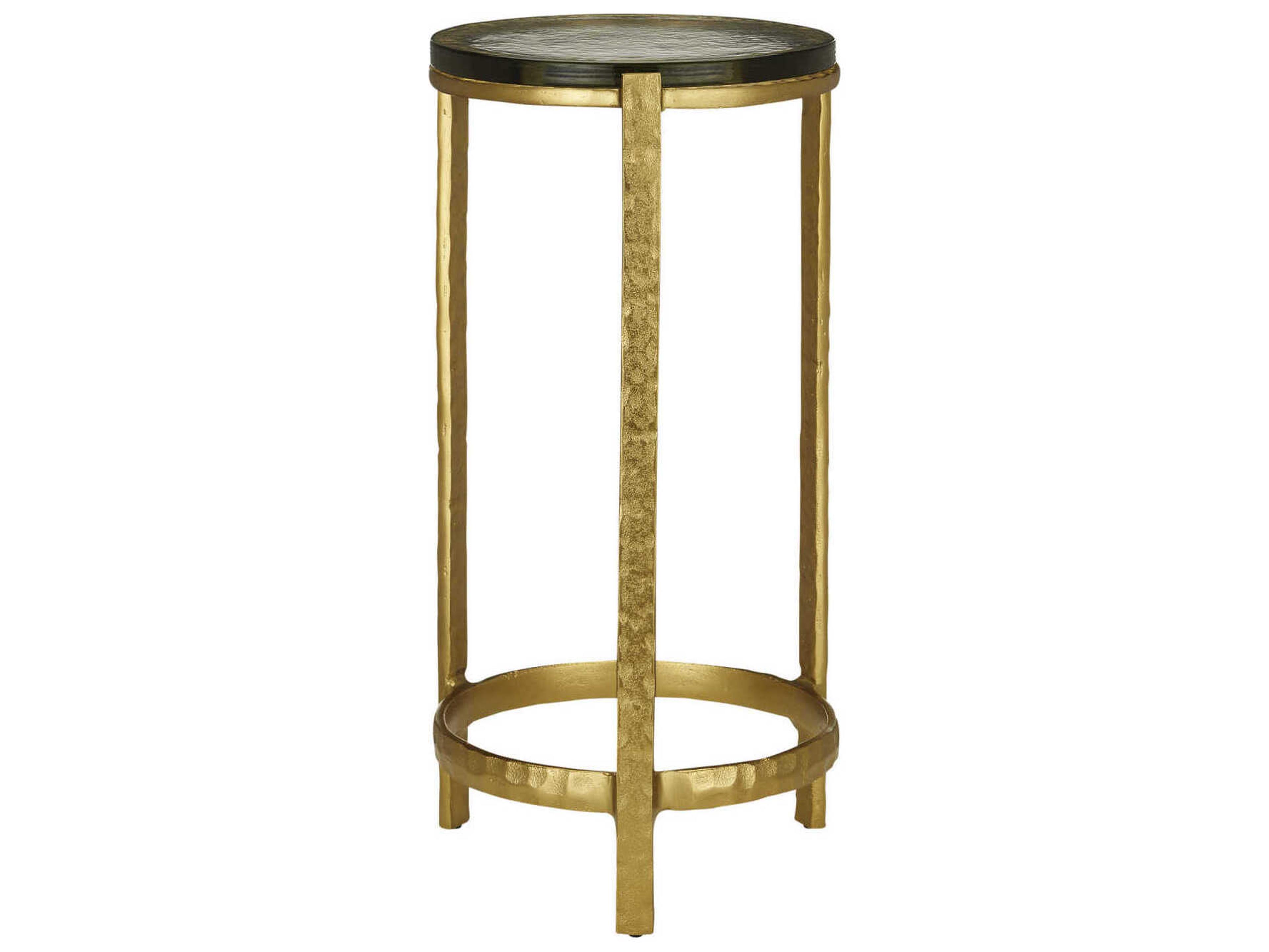 Acea Round Glass Gold Clear End Table