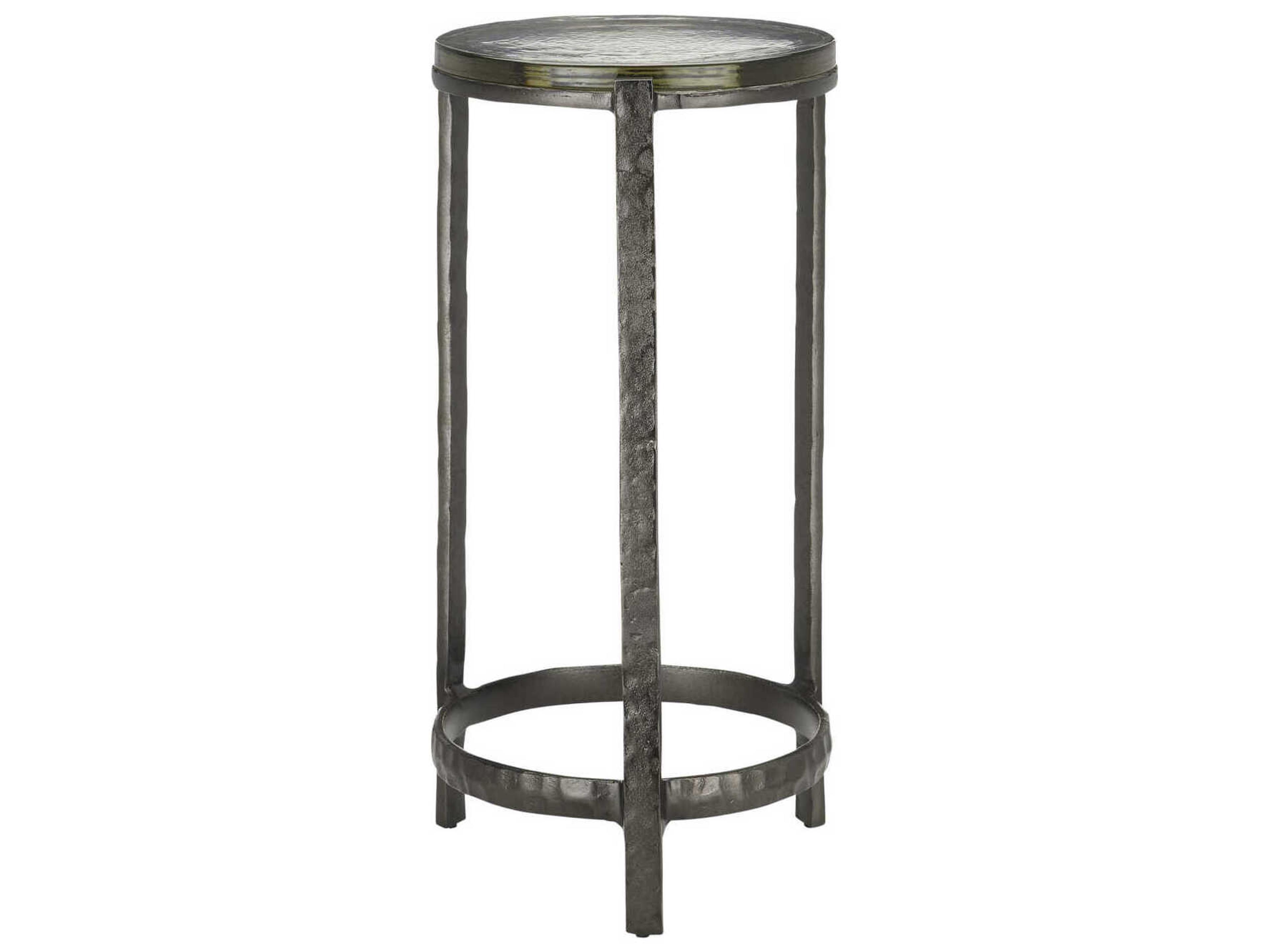 Acea Round Glass Graphite Clear End Table
