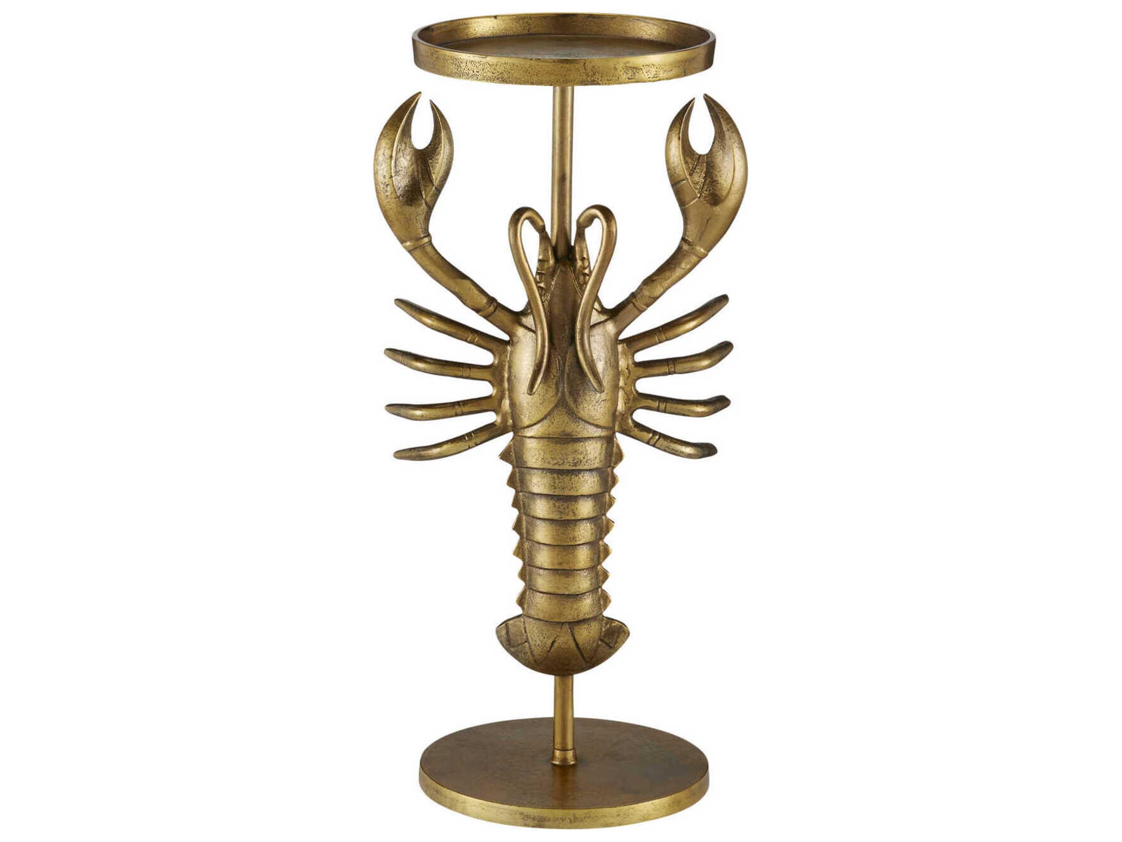 Currey & Company Georgetown Round Metal Antique Brass End Table