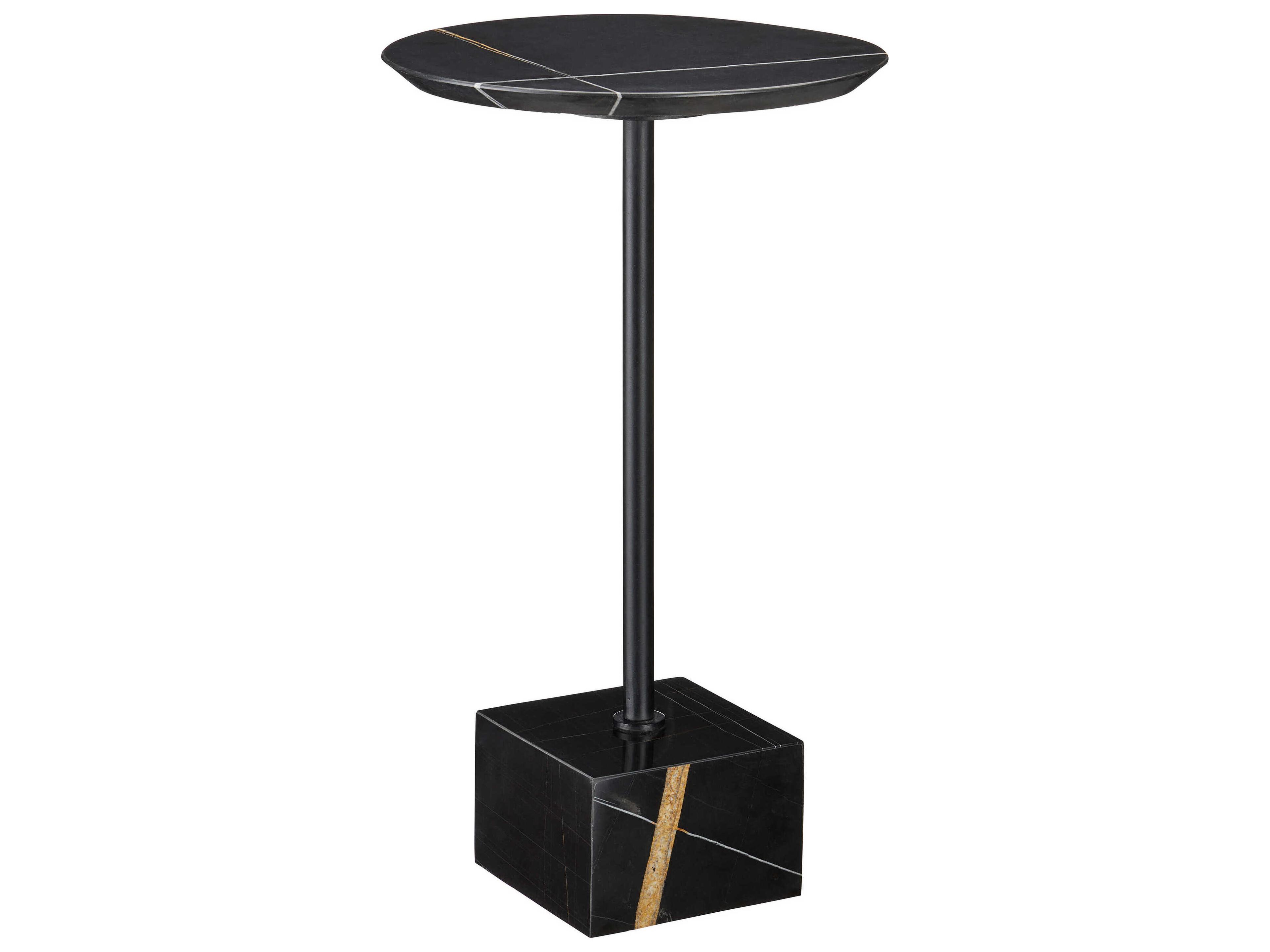 Currey & Company Prado Round Marble Natural Black End Table