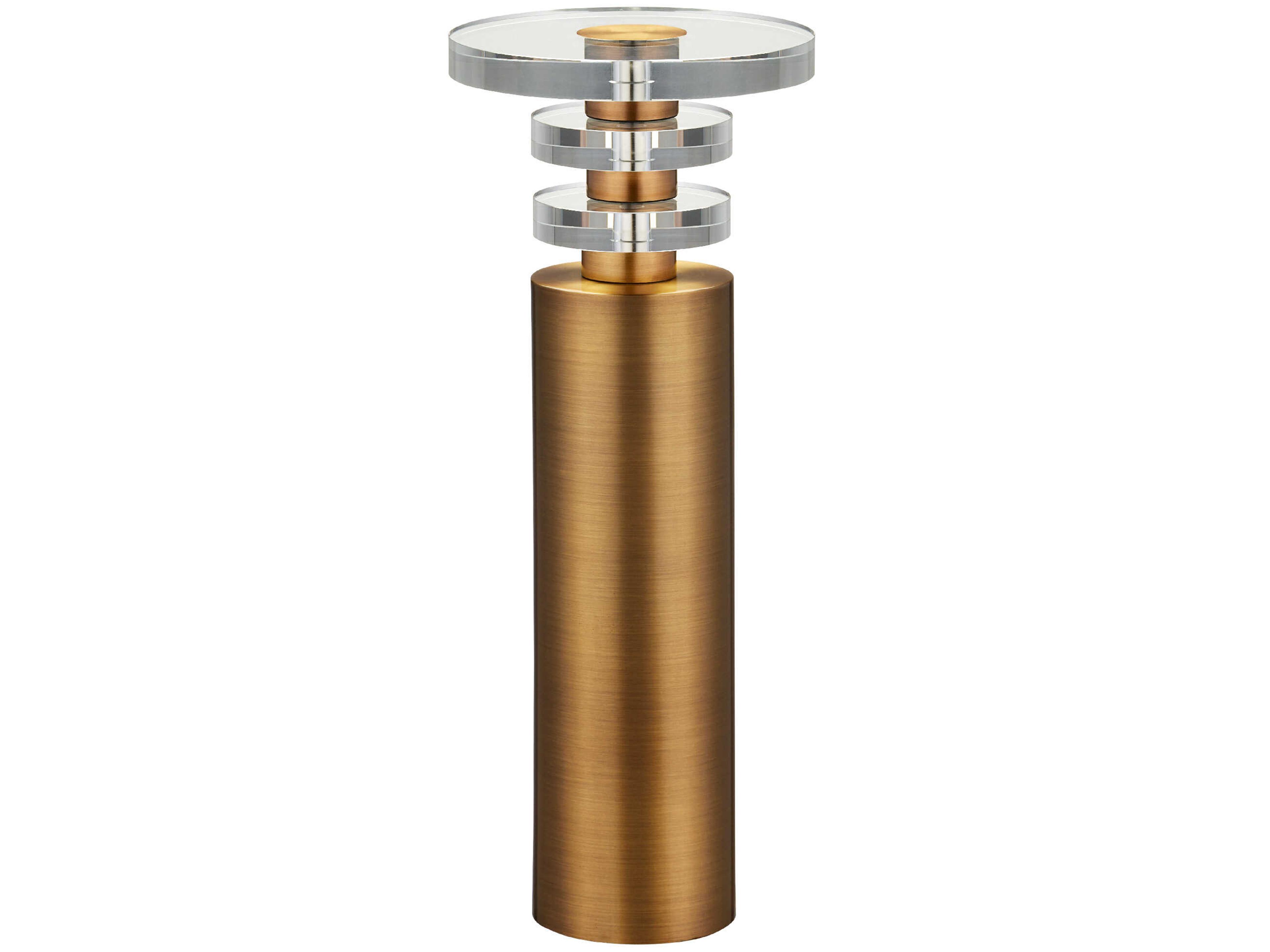 Currey & Company Shani 9" Round Glass Antique Brass End Table