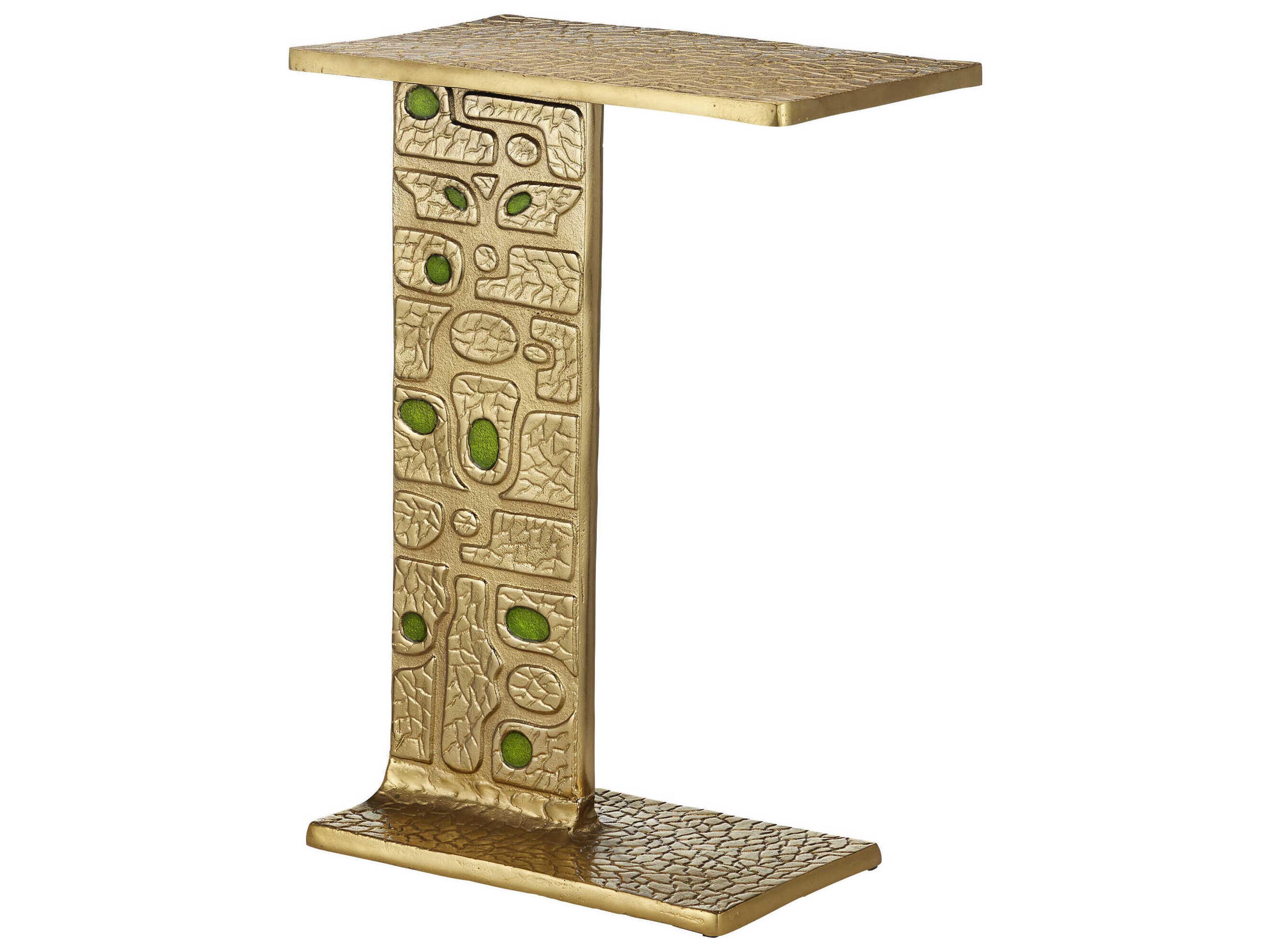 Currey & Company Beau Rectangular Metal Gold Green End Table