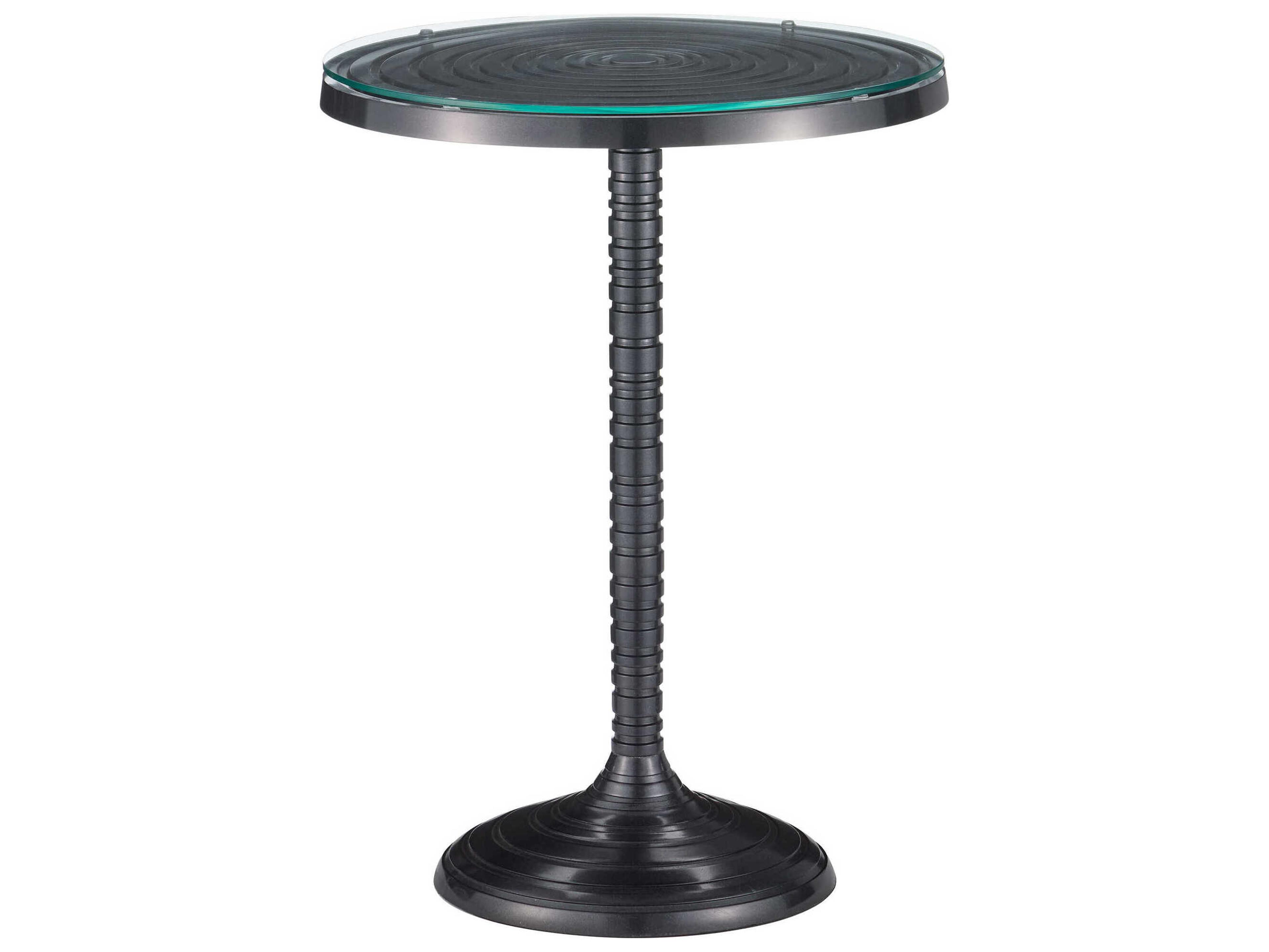 Currey & Company Erno Round Glass Black Nickel End Table