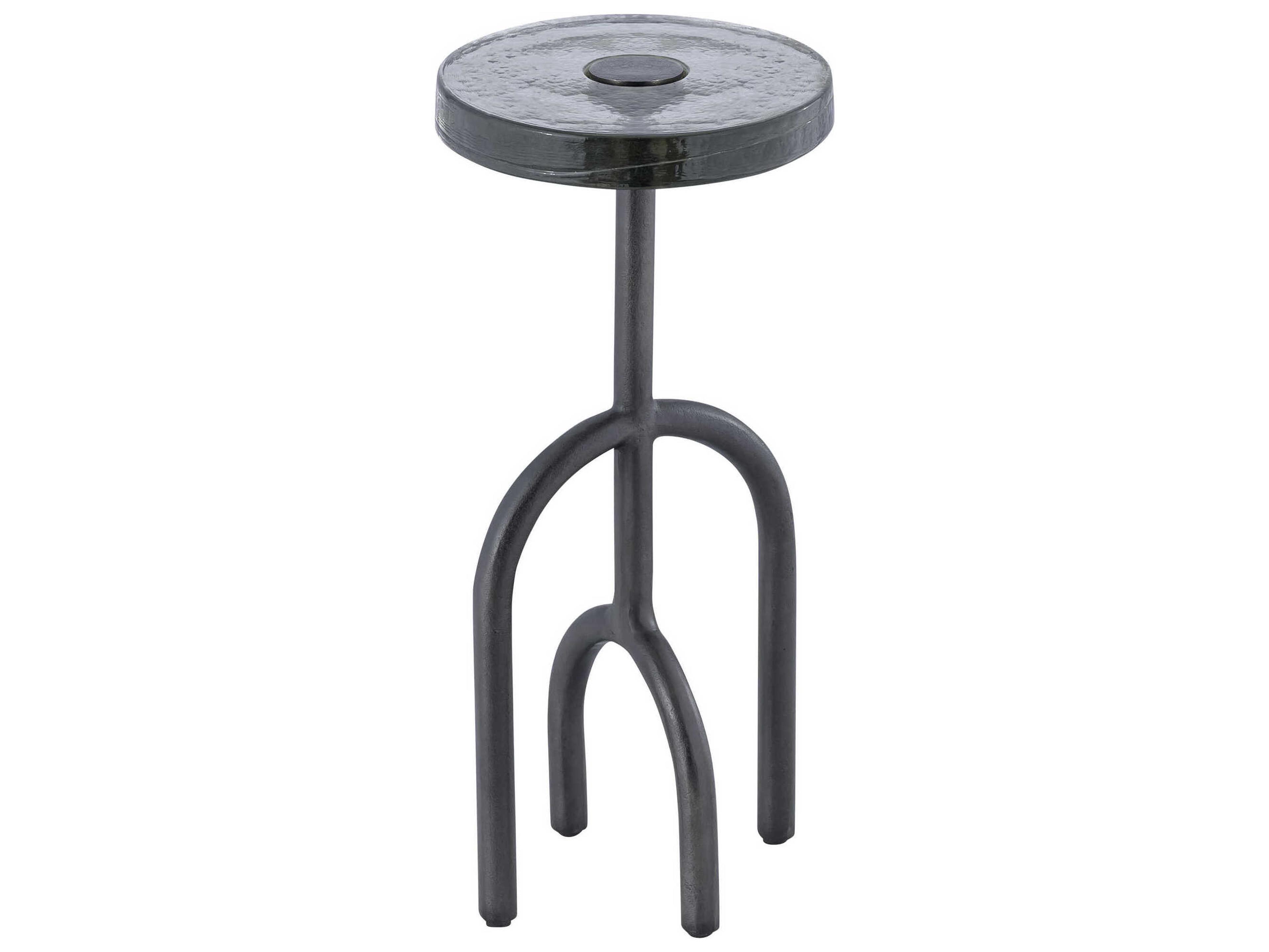 Currey & Company Grove Round Glass Black Nickel End Table
