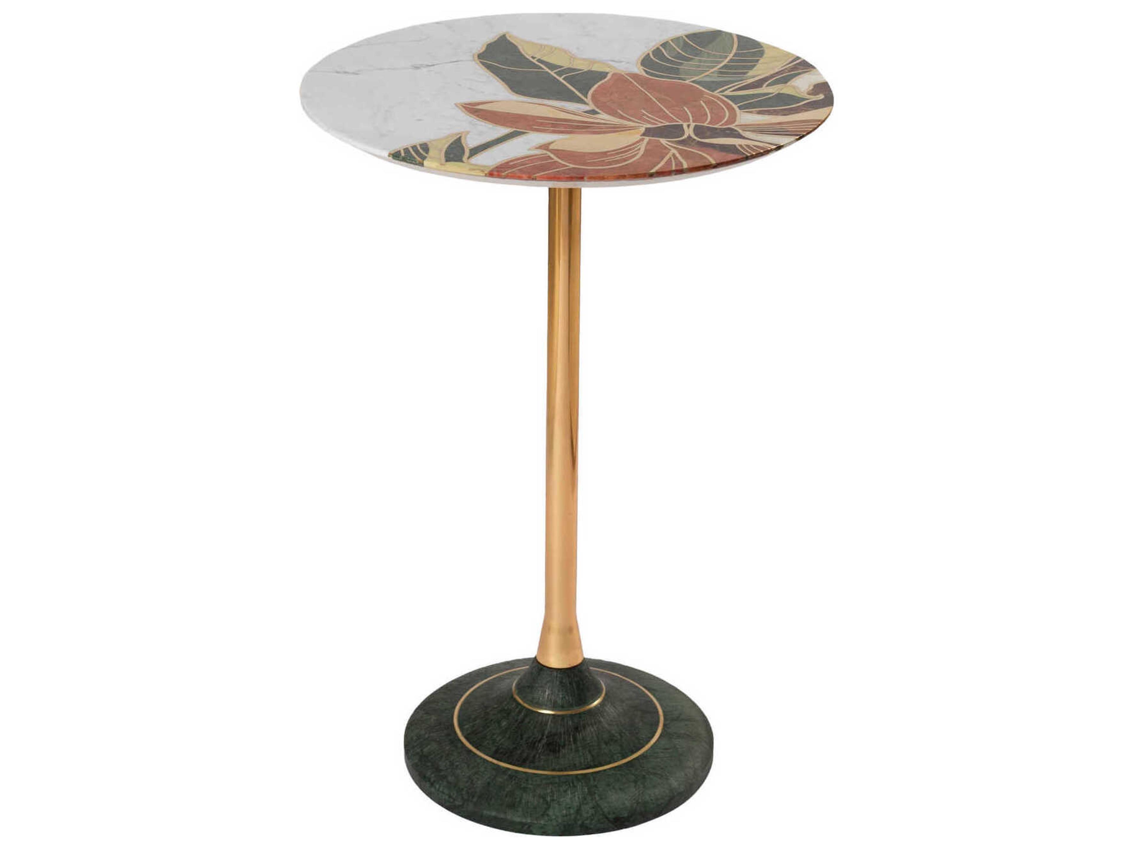 Currey & Company Roselle Round Marble Natural Brass End Table