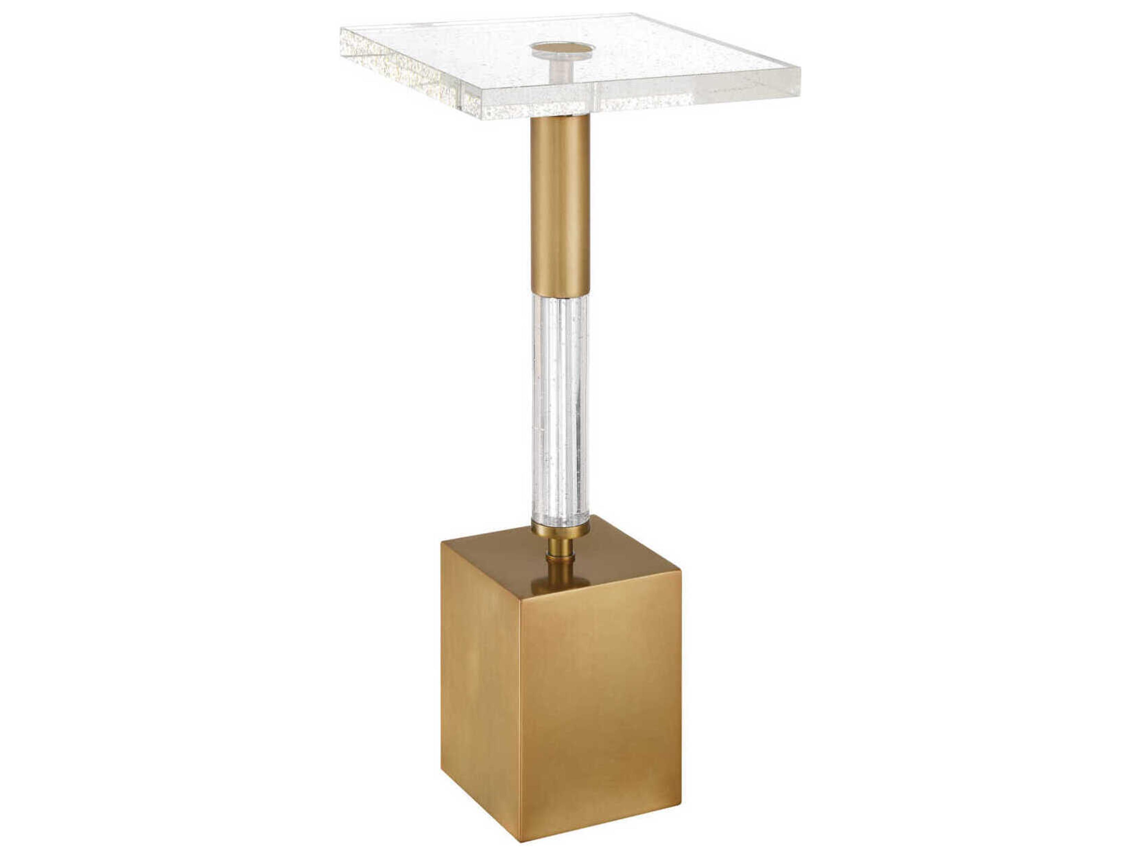 Currey & Company Desiree Square Clear Antique Brass End Table