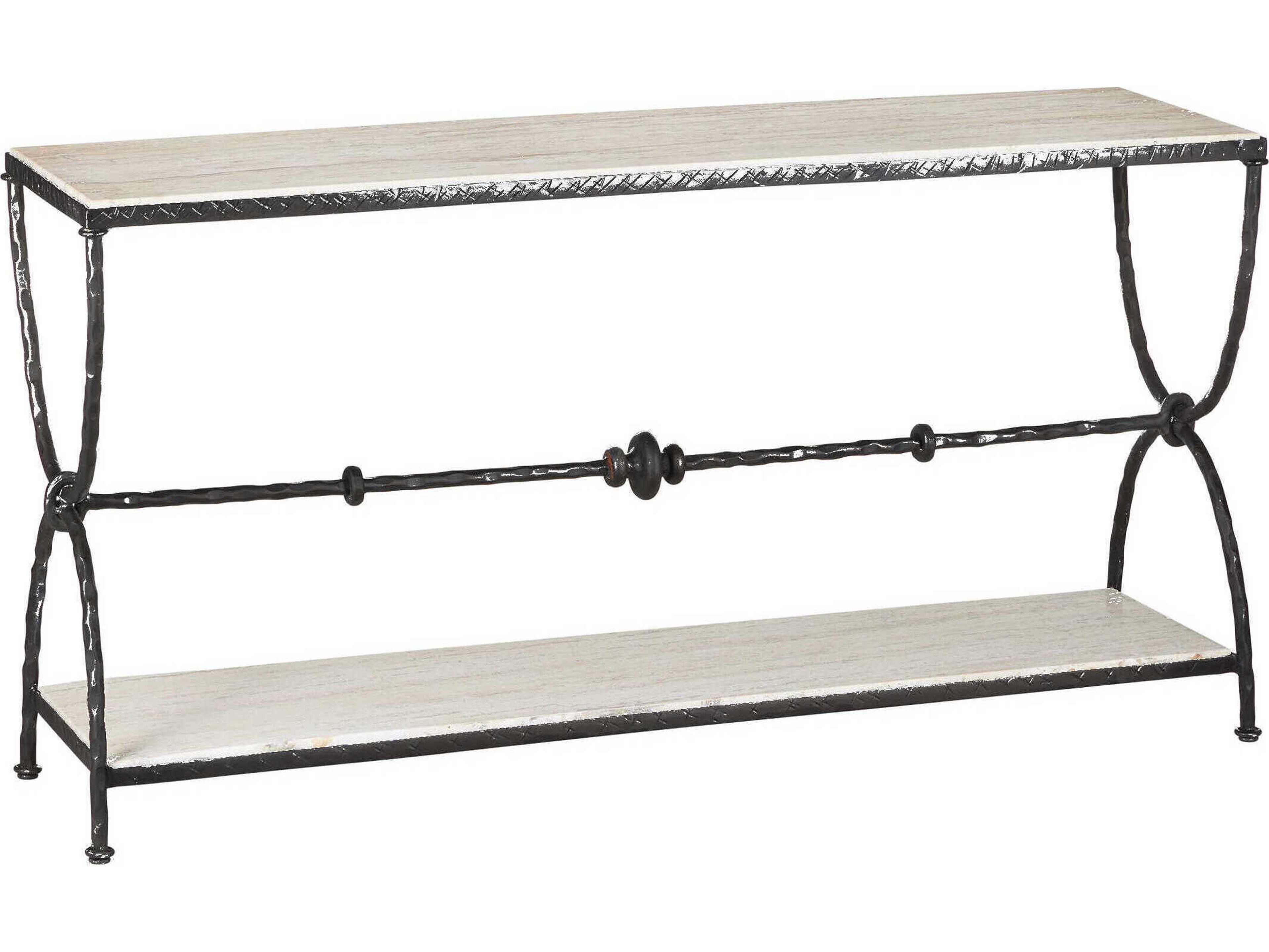 Currey & Company Agora White Travertine Console Table