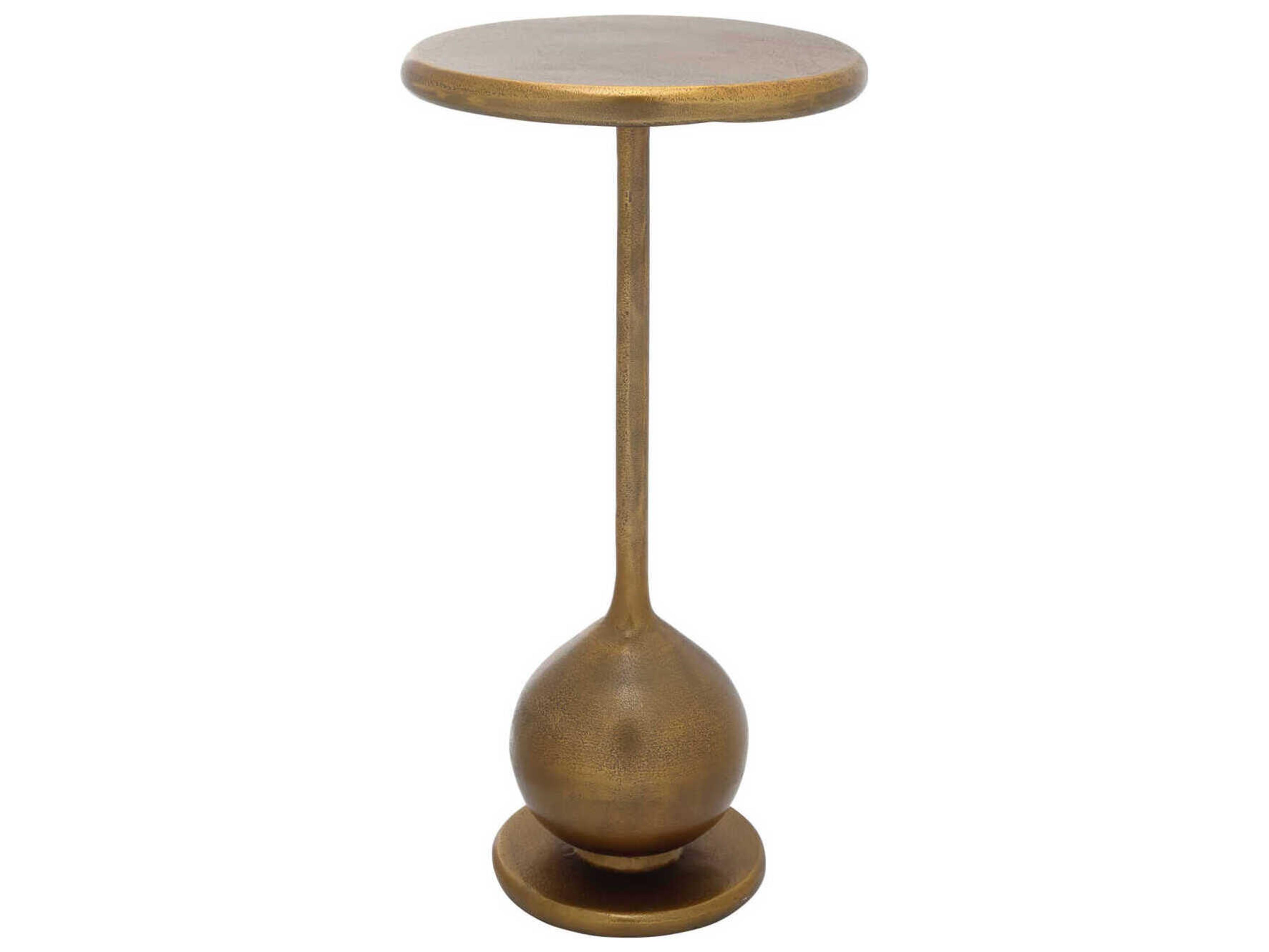 Currey & Company Carillon Round Metal Antique Brass End Table