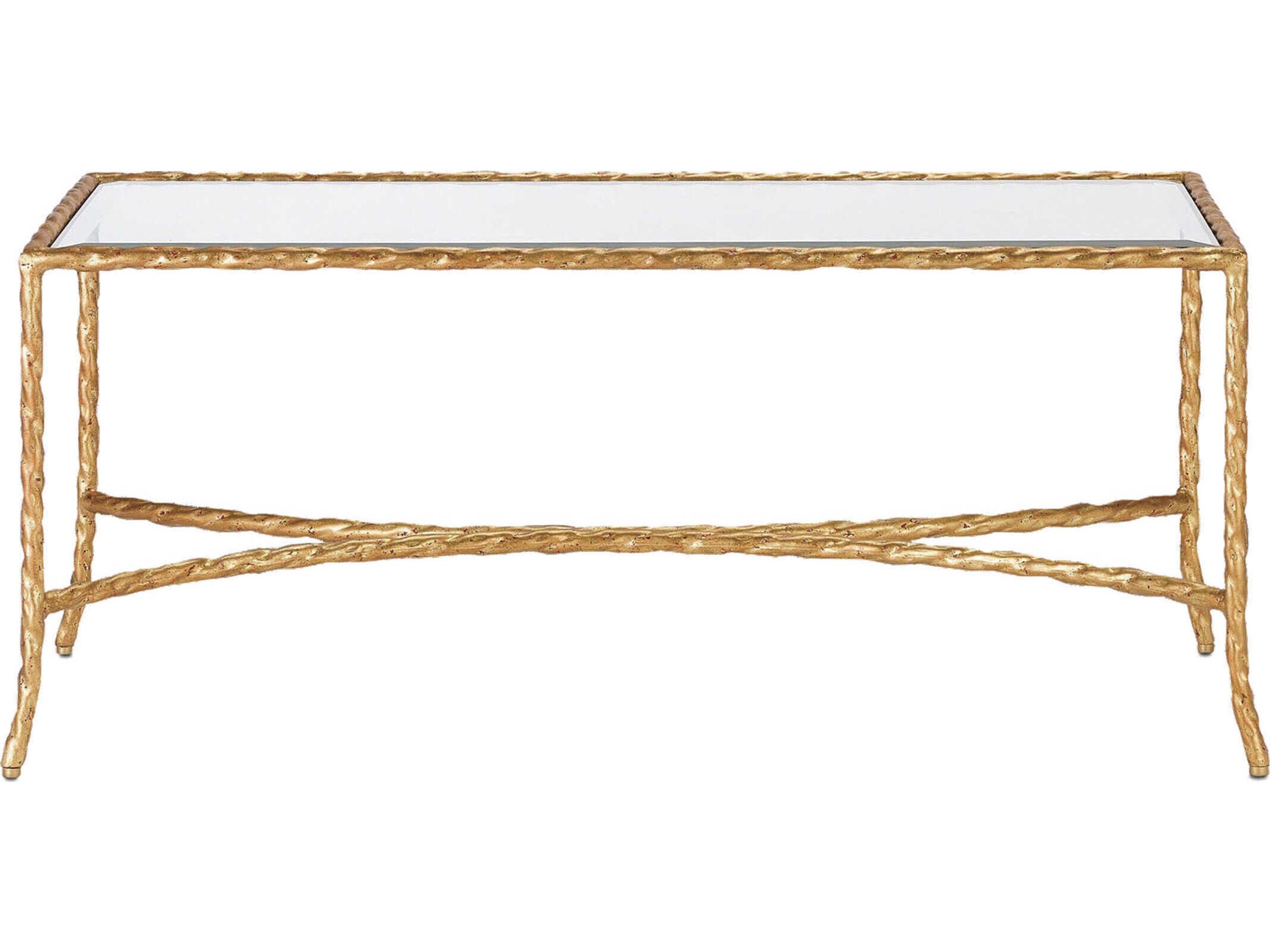 urrey & Company Gilt Twist Rectangular Glass Coffee Table