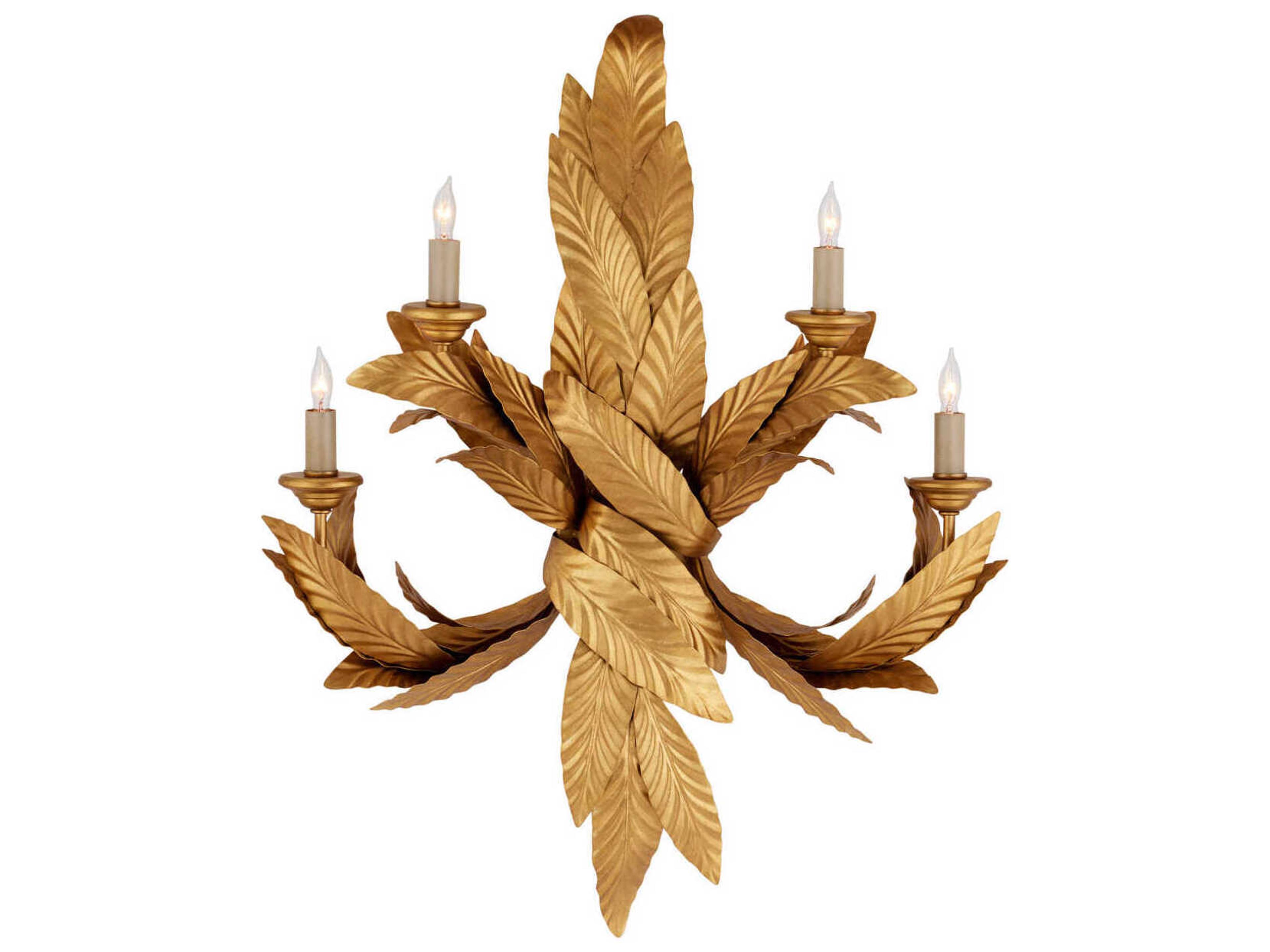 Currey & Company Apollo 4-Light Contemporary Gold Leaf Wall Sconce