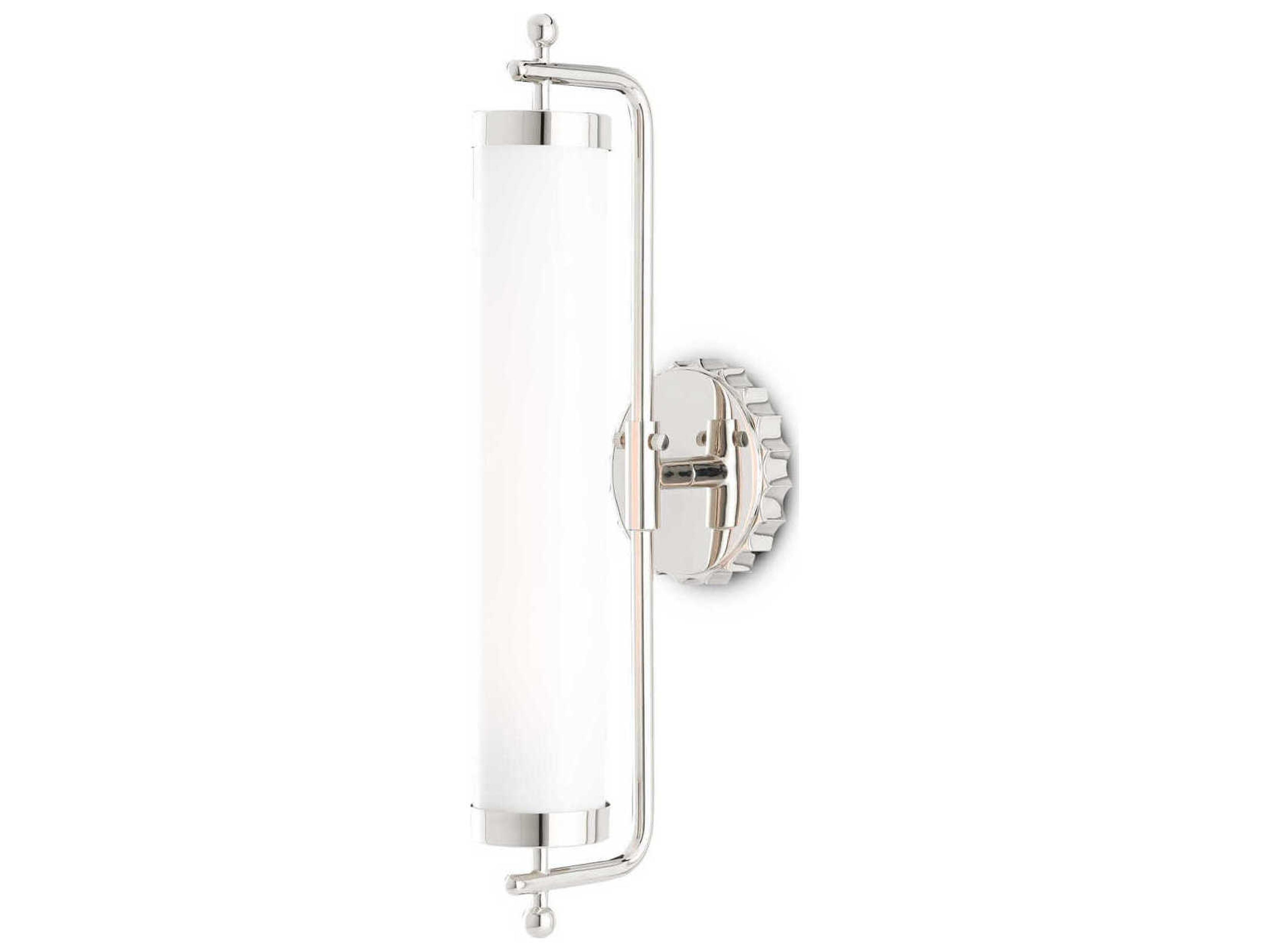 Currey & Company Latimer 1-Light Polished Nickel Glass Wall Sconce