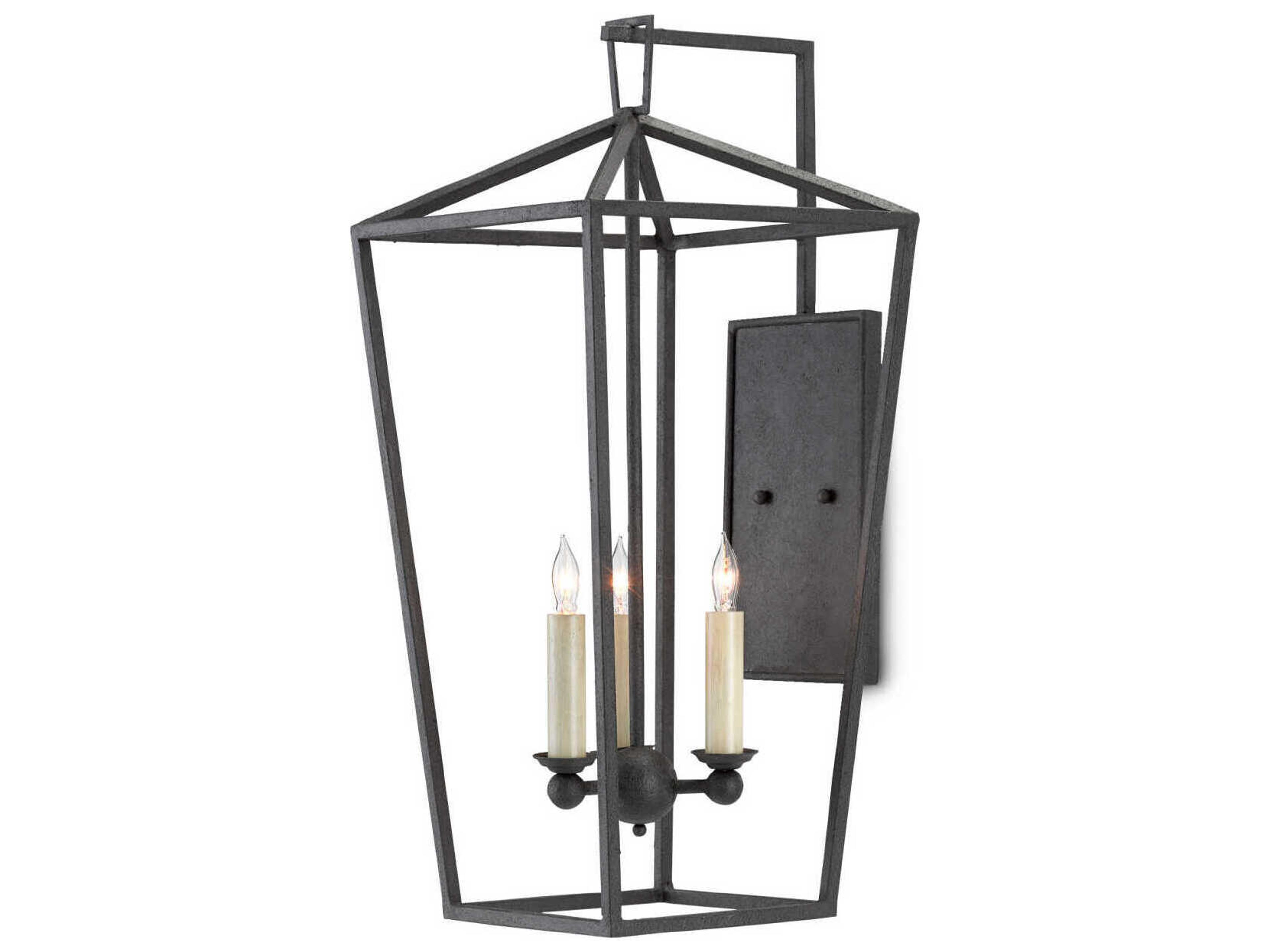 Currey & Company Denison 3-Light Mole Black Wall Sconce