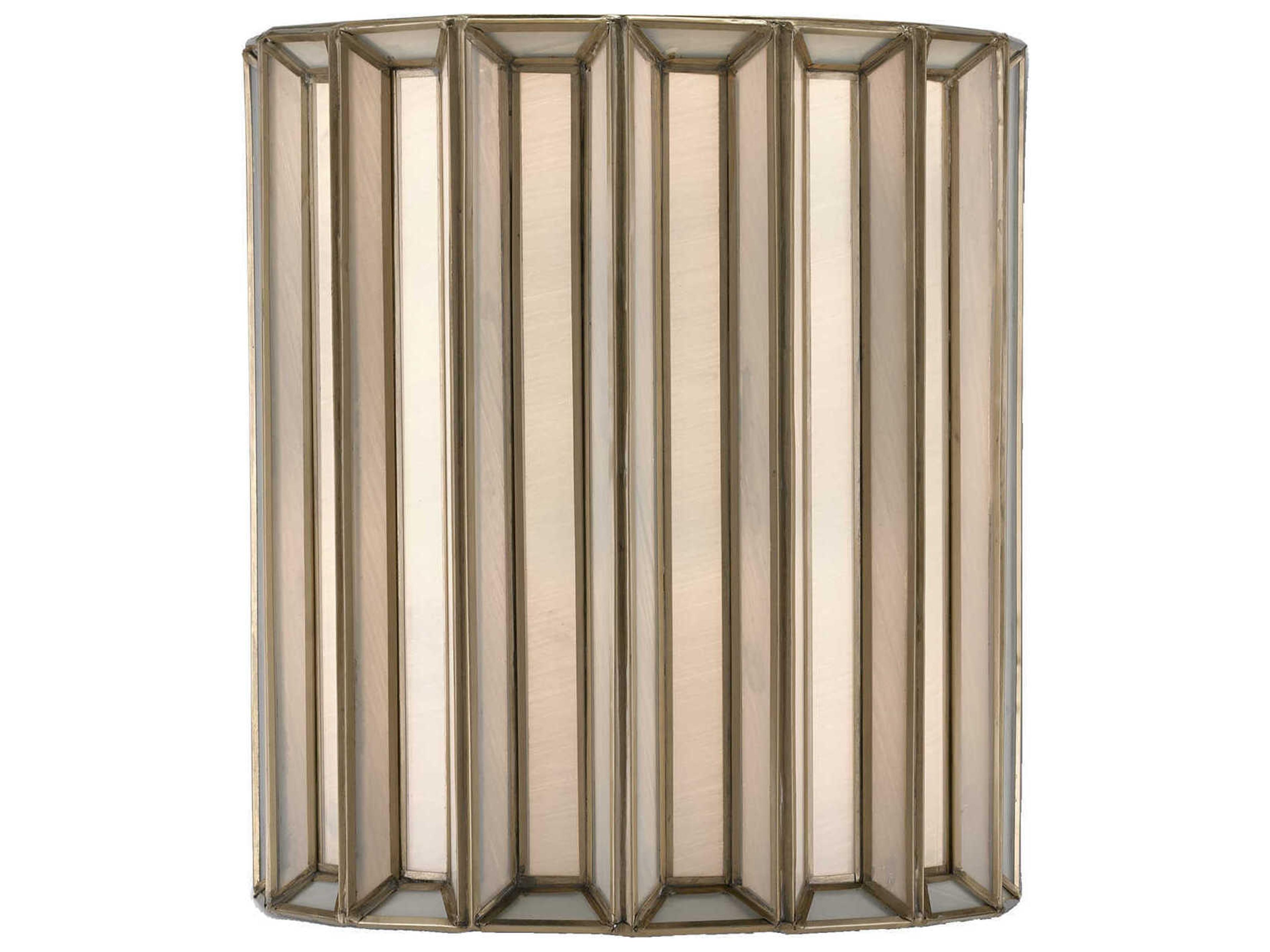 Currey & Company Daze 1-Light Antique Brass White Glass Wall Sconce