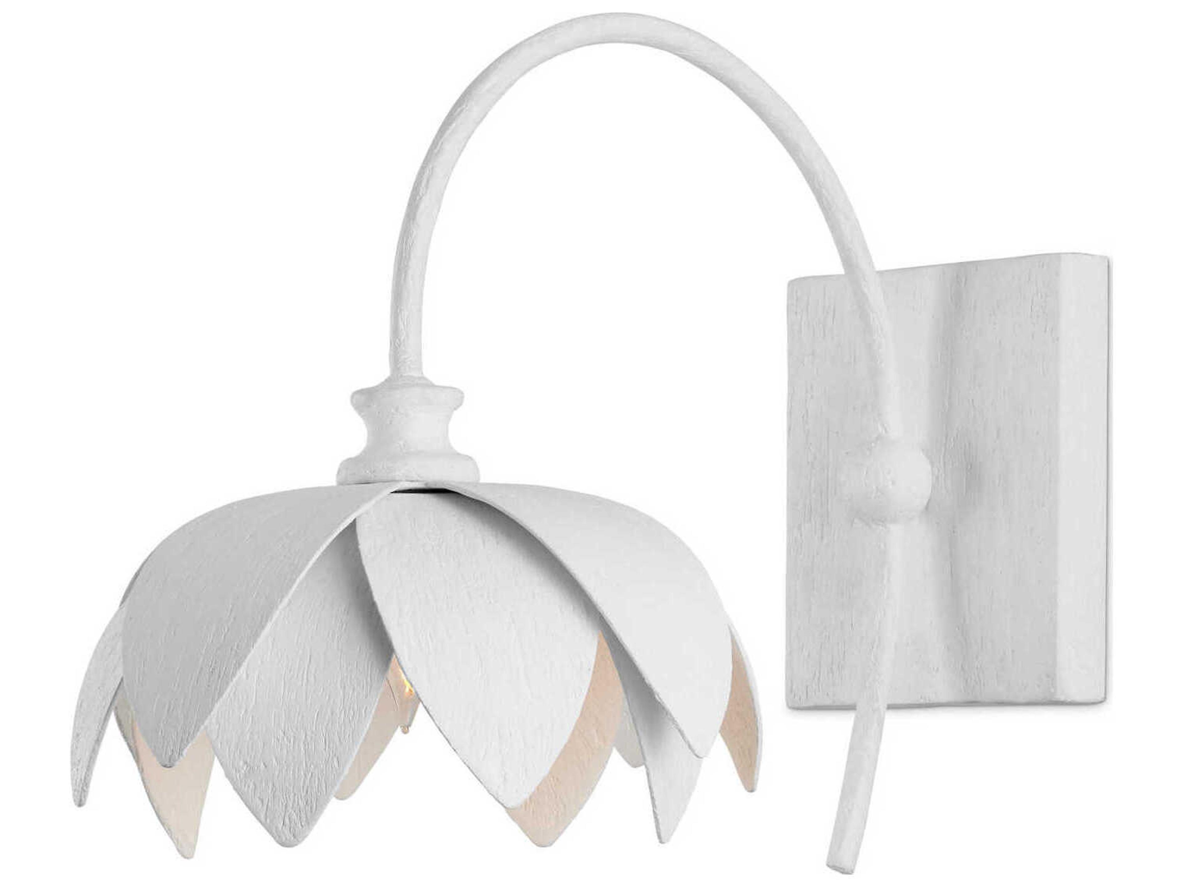 Currey & Company Sweetheart 1-Light Gesso White Wall Sconce