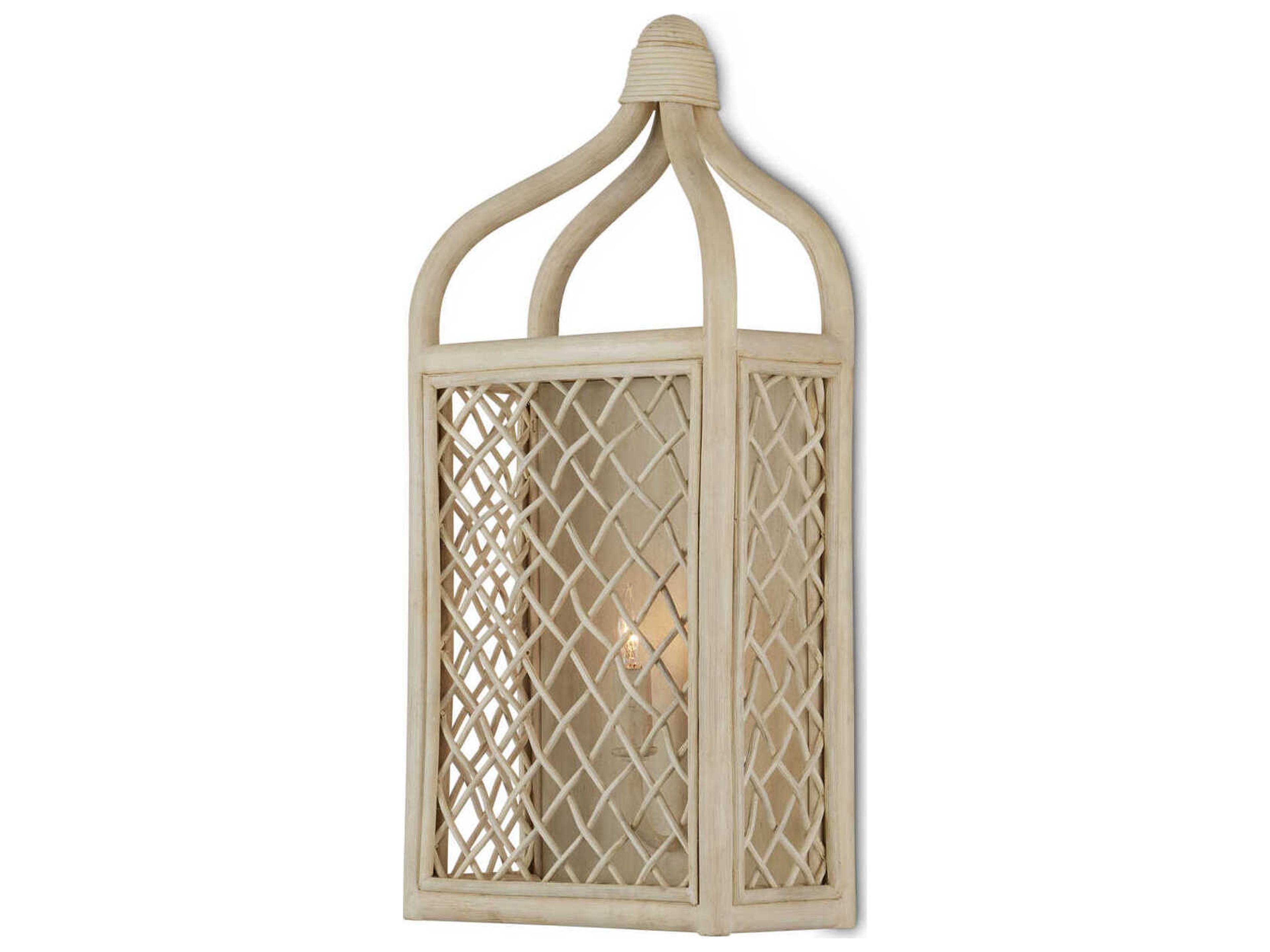 Currey & Company Wanstead 1-Light Bleached Natural Antique Pearl White Wall Sconce