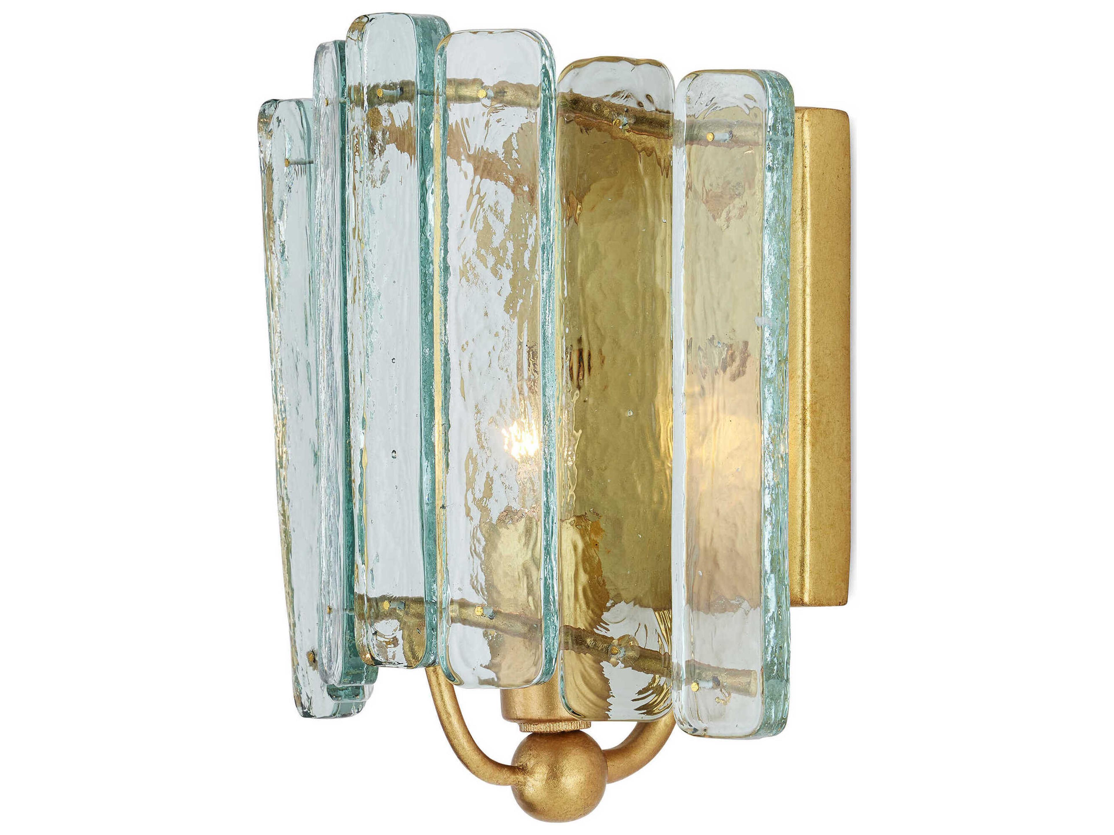 Currey & Company Duvernell 1-Light Contemporary Gold Leaf Clear Wall Sconce